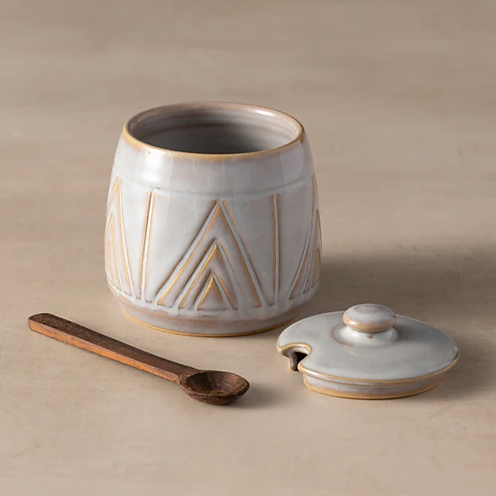 Ten Thousand Villages Mountain Peaks Ceramic Cream and Sugar Set