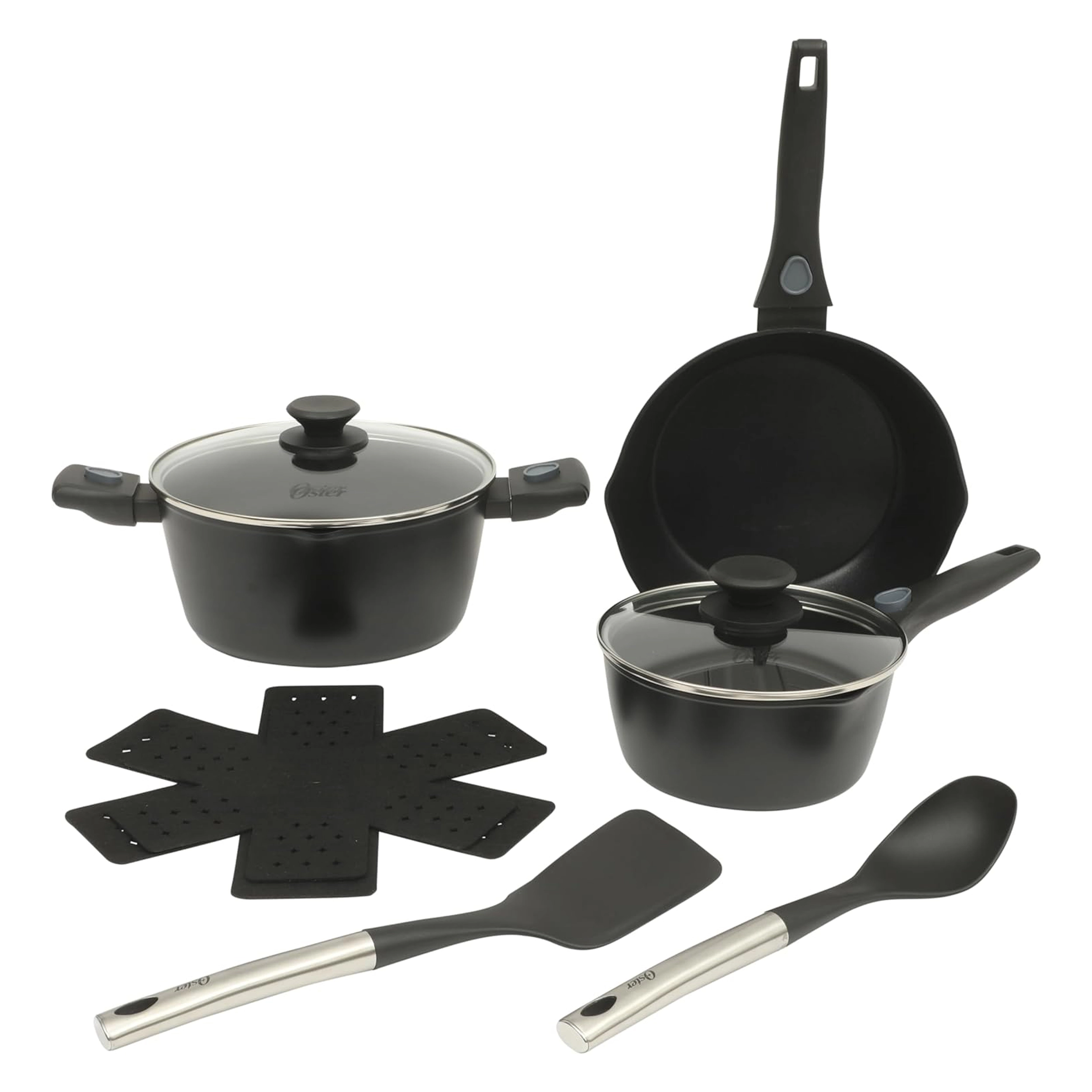 Oster SmartHandle Advance 13 Piece Nonstick Cookware Combo Set in Matte Black