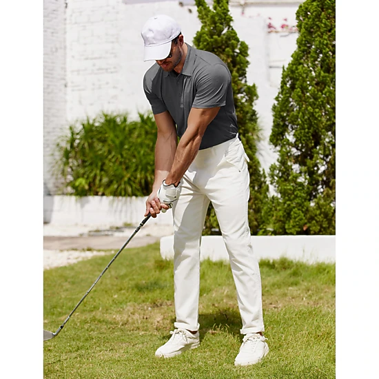 COOFANDY Men's Regular Fit Short Sleeve Collar Neck Polo Shirt