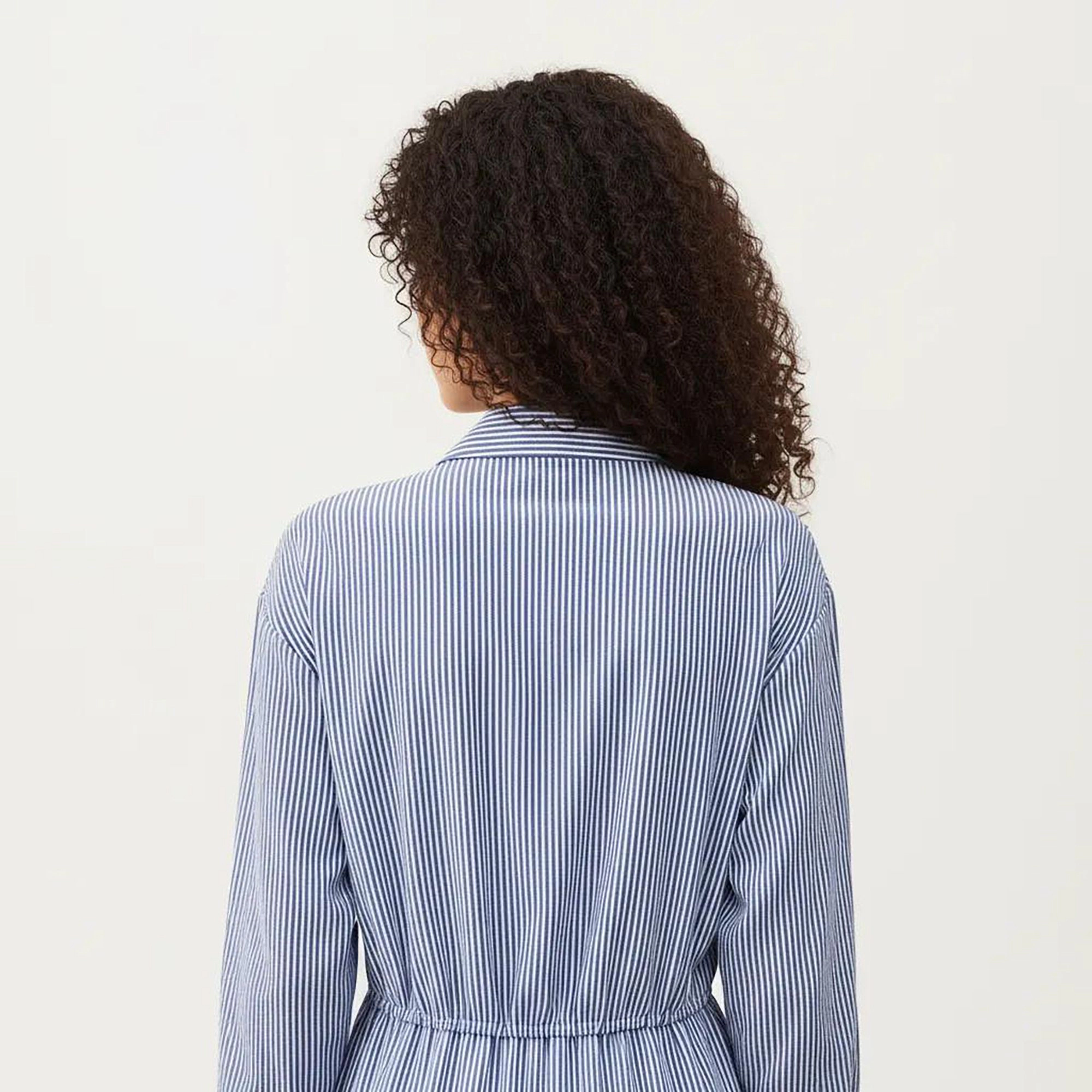 Anna-Kaci Women's Long Sleeve Button Down Twist Front Detail Relaxed Fit Shirt Dress
