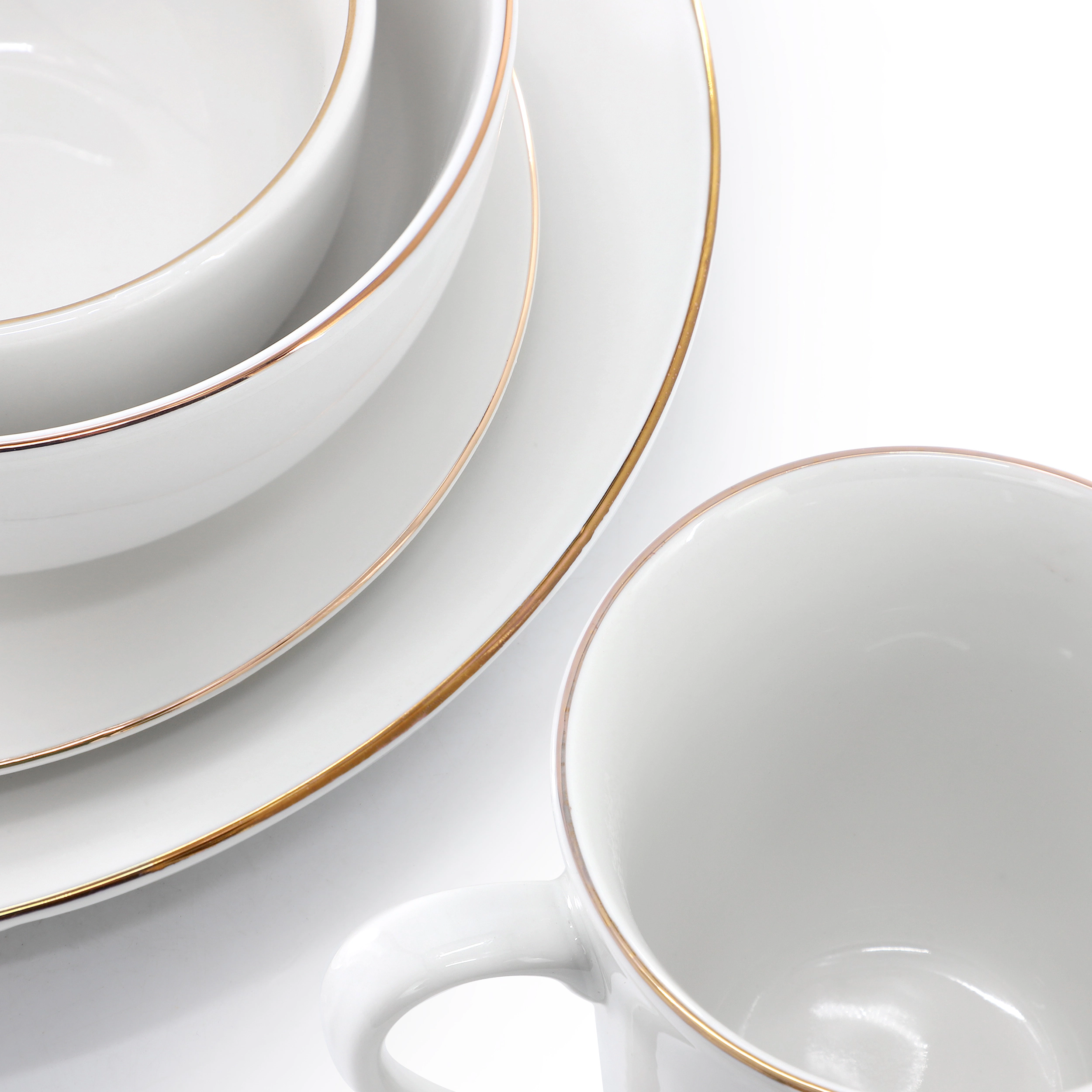 Gibson Home Ogalla 30 Piece Gold Banded Fine Ceramic Dinnerware Set