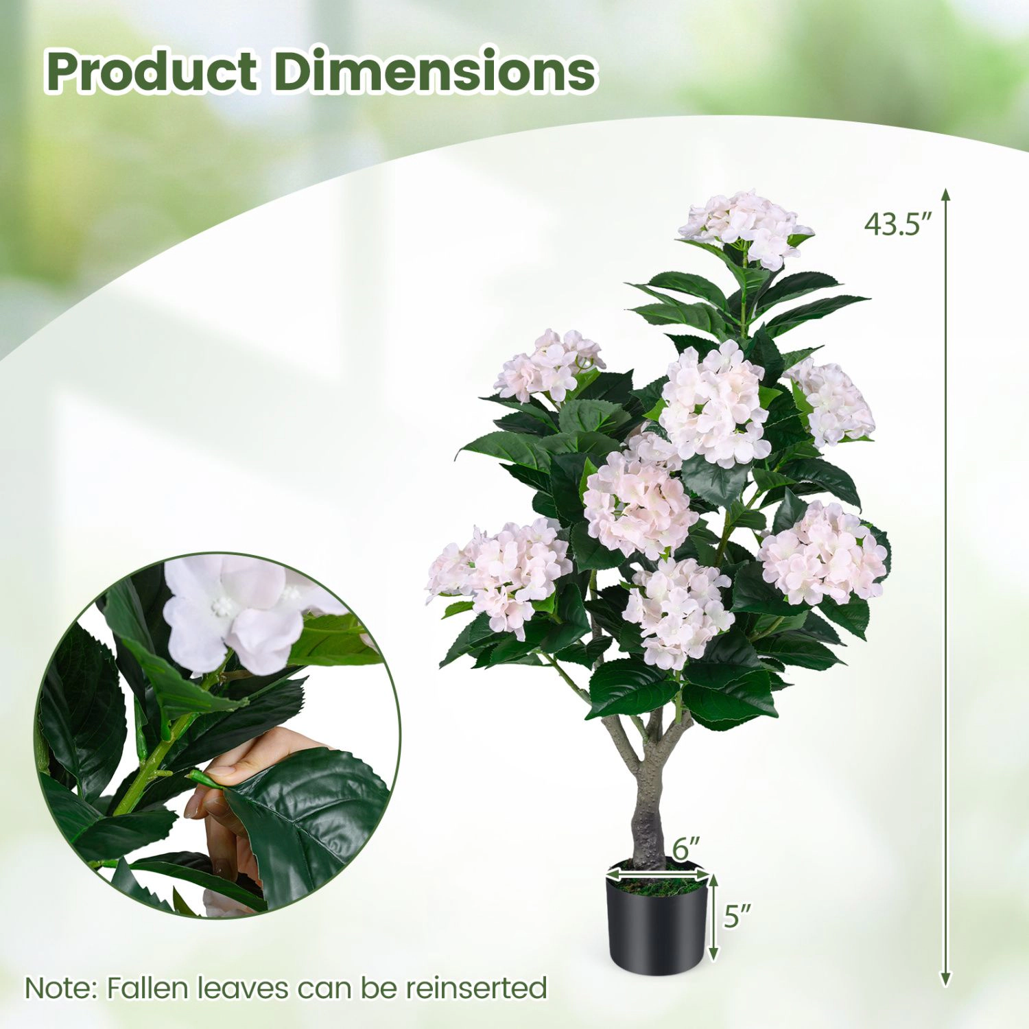 Slickblue Artificial Hydrangea Tree with Cement Pot for Home Decor