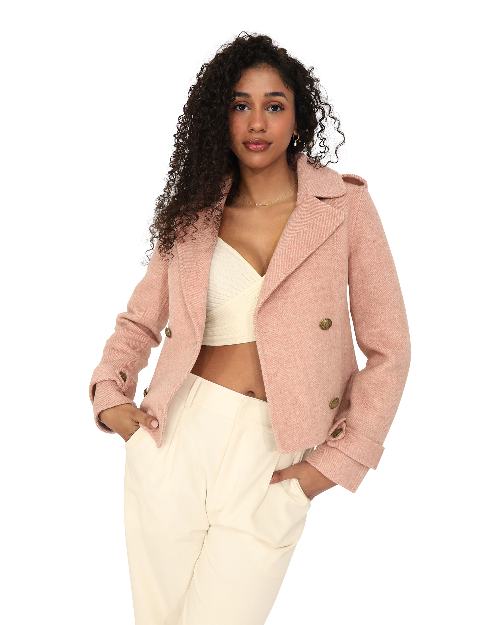 Belle & Bloom Womens Better Off Wool Blend Military Peacoat