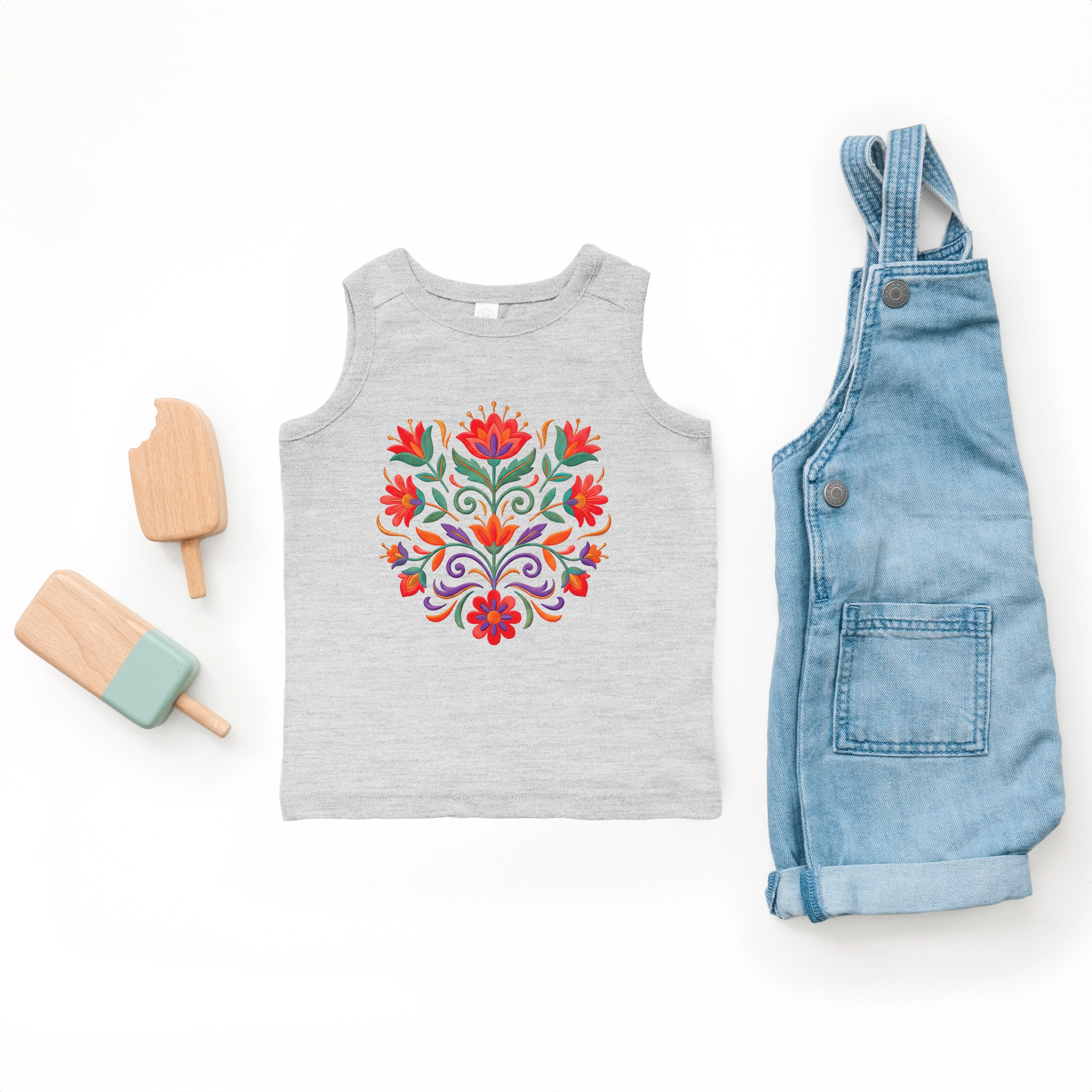 The Juniper Shop - Toddler Graphic Tank Swirly Florals Faux Texture