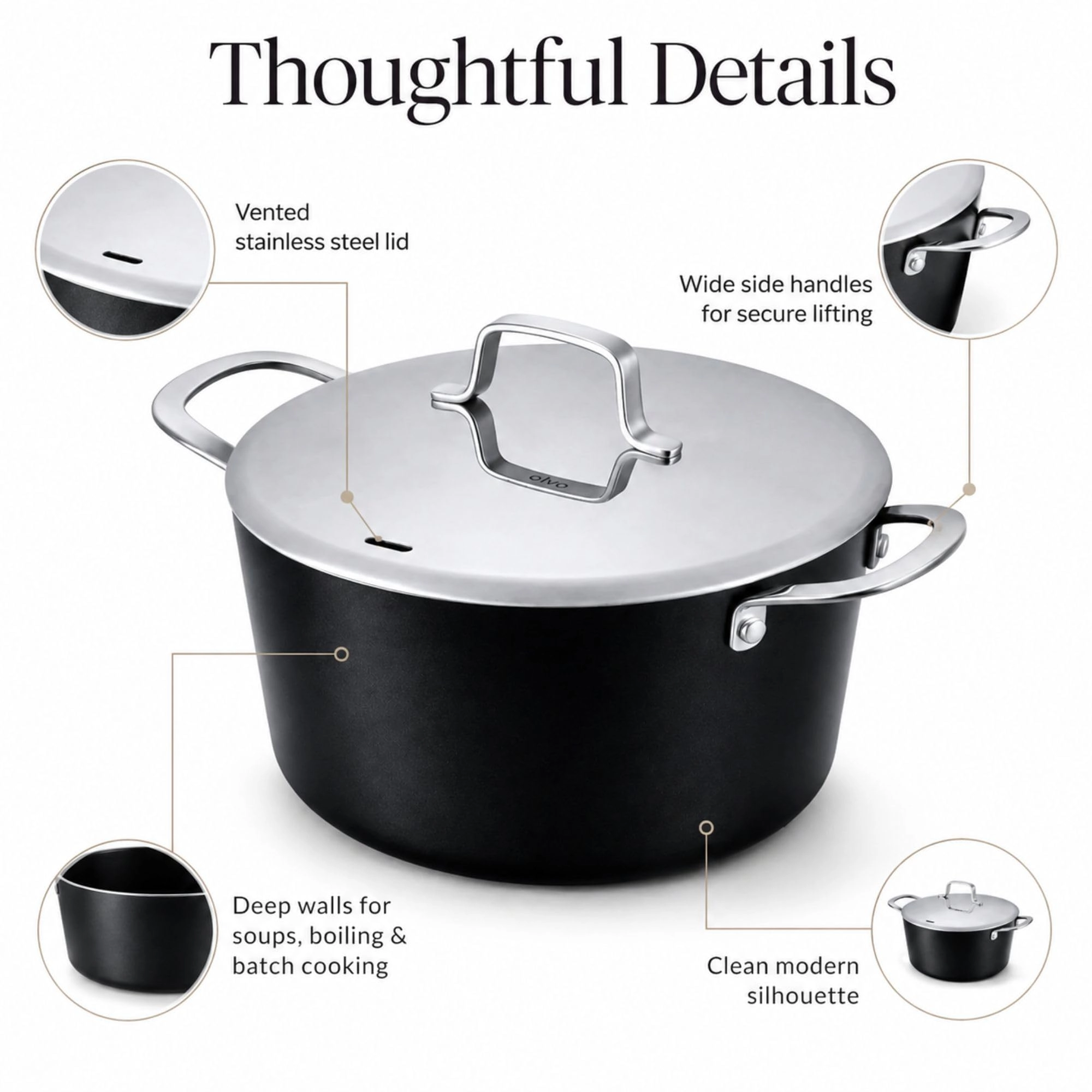 Alva Maestro 4.5 Qt Aluminum Stock Pot with Lid - Ceramic Coated Nonstick