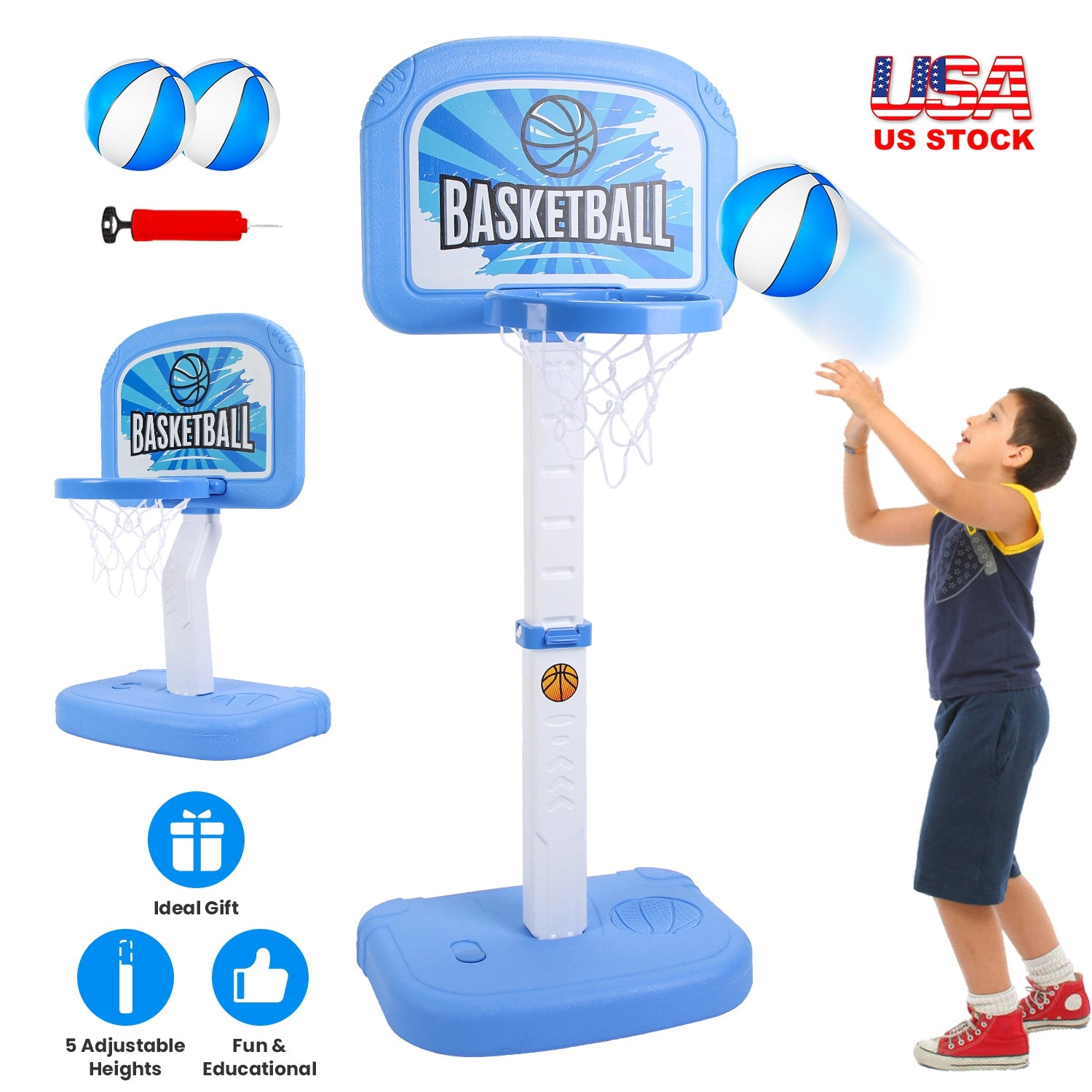 GBruno 2-in-1 Adjustable Poolside Basketball Set
