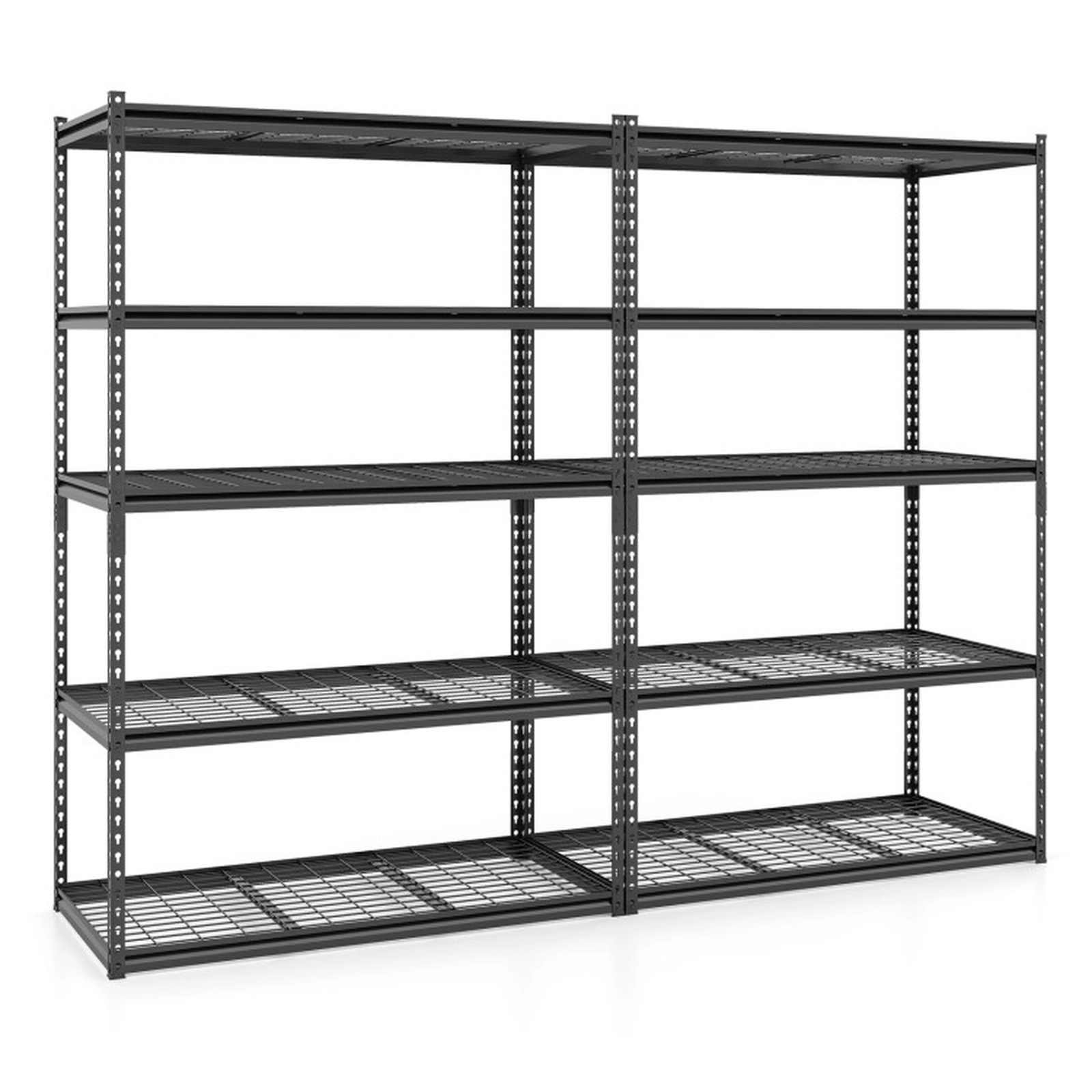 SUGIFT Set of 2 5-Tier Adjustable Wire Rack Metal Storage Shelving 48-in x 24-in x 72-in 2000-lb Capacity Black