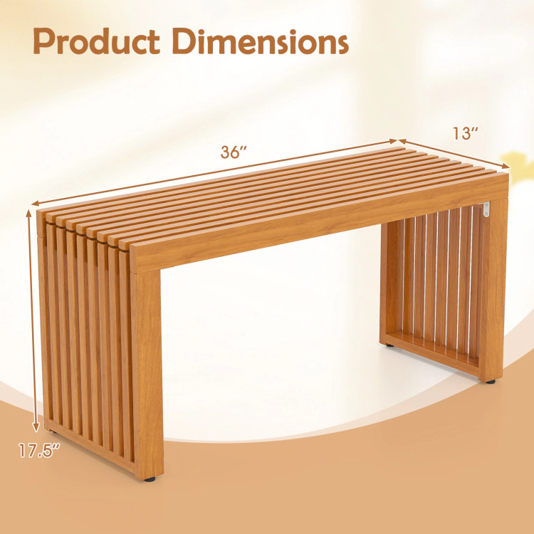Hivvago 36 Inch Patio Bench All-Slat Acacia Wood Loveseat