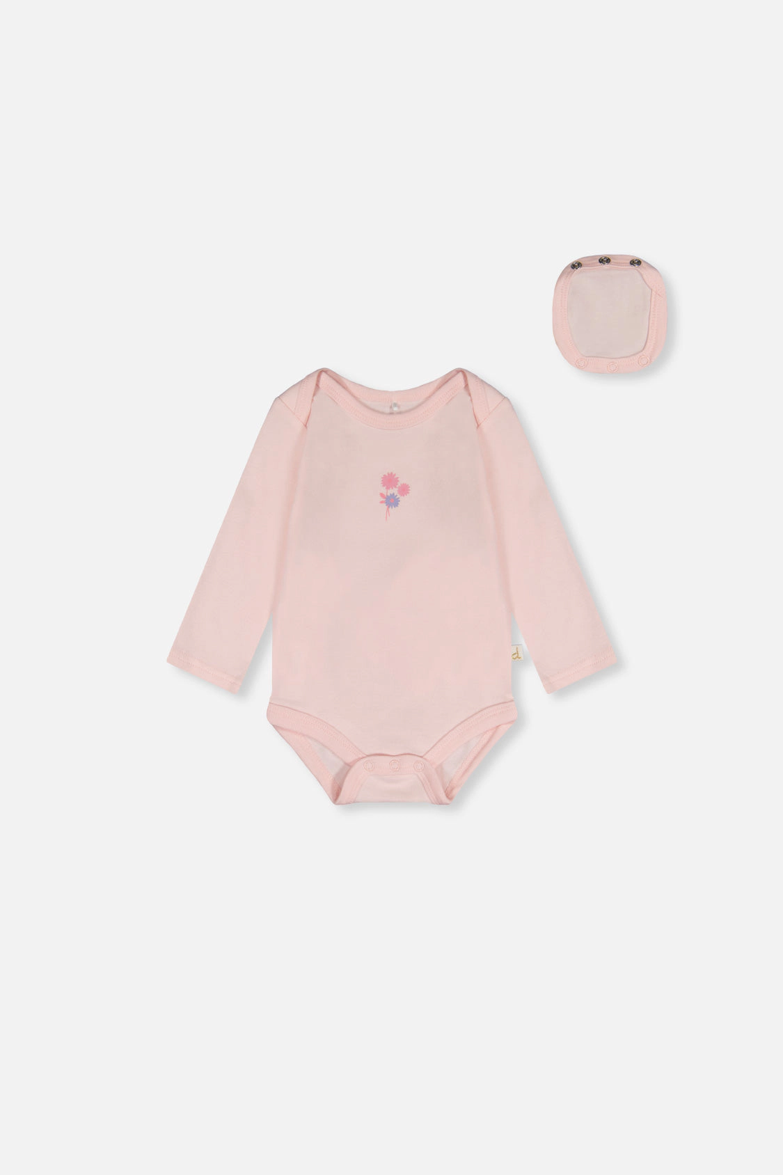 Deux par Girls Organic Cotton Long Sleeve Flower Detail Onesie