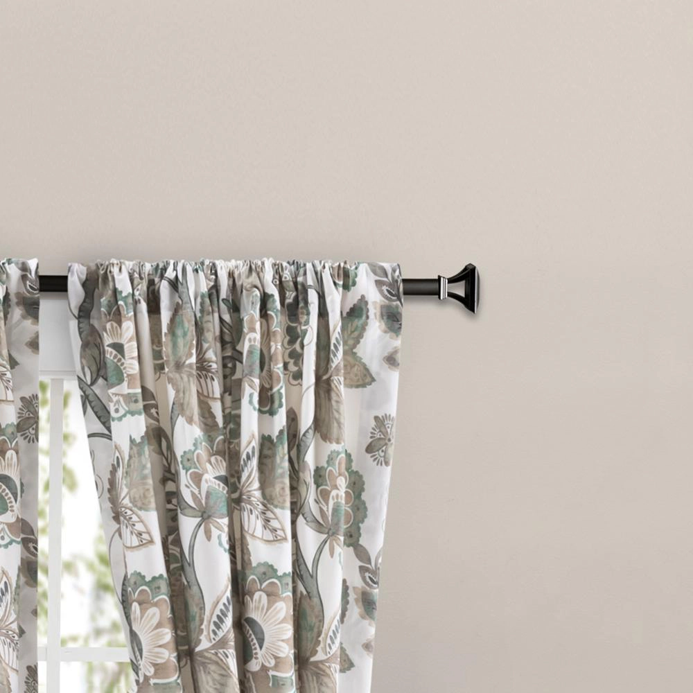 Ellis Curtain Wynette Lined 3" Rod Pocket Curtain Panel Pair with Tiebacks 100" x 63" Grey