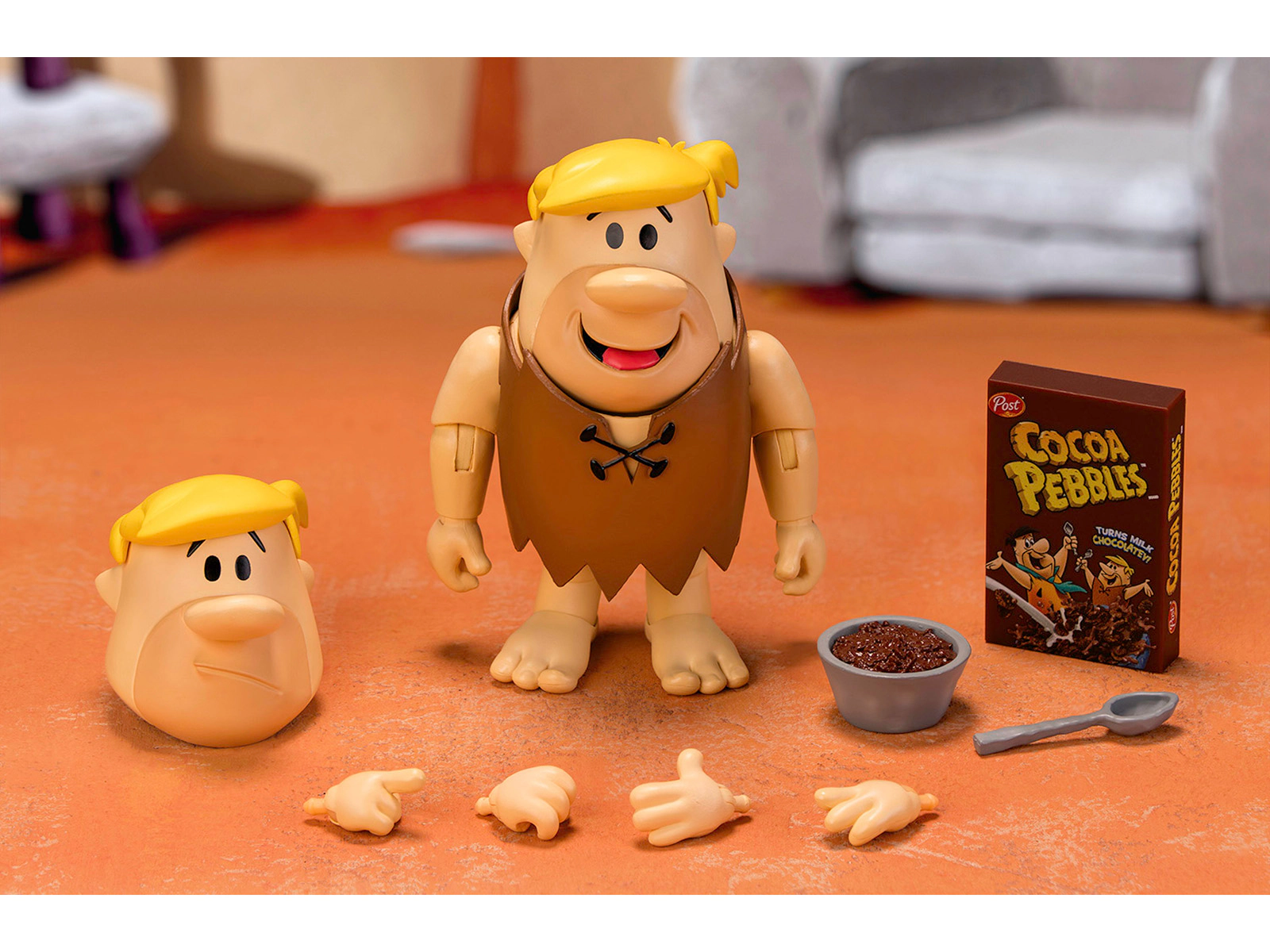 Jada Barney Rubble 4.5" Moveable Figure With Accessories And Alternate Head And Hands "The Flintstones - Post