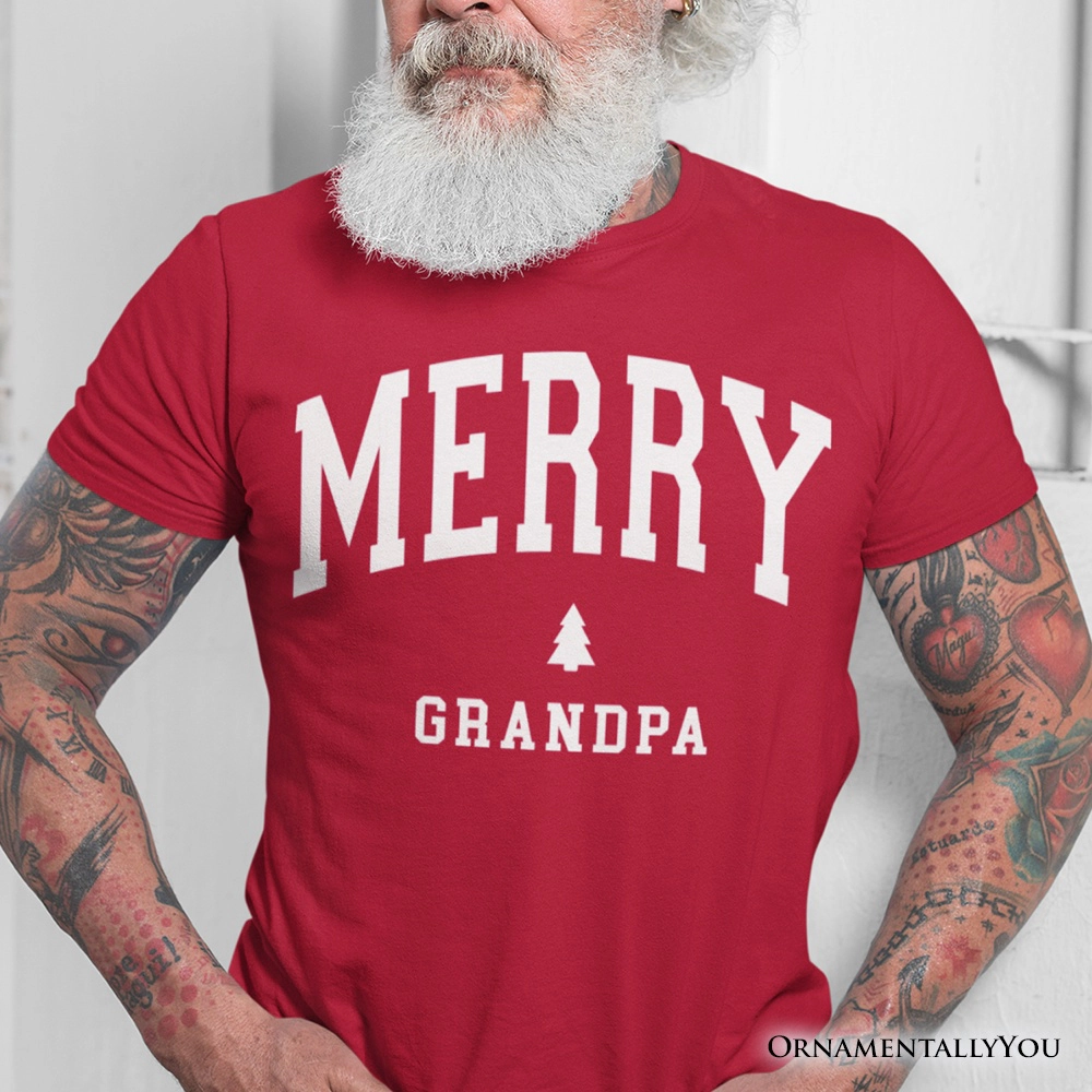 OrnamentallyYou Mens Merry Grandpa Retro Christmas T-Shirt