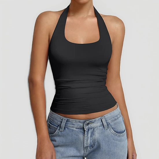 Avidlove Women's Halter Backless Ruched Double Lined Tank Top