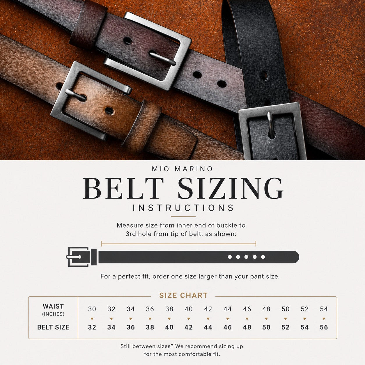 Mio Marino Men's Full-Grain Leather Casual Jean Belt