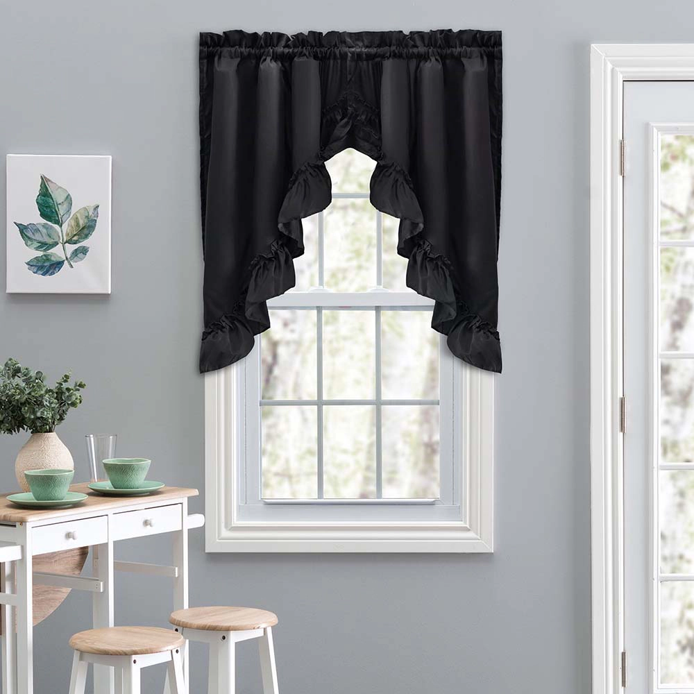 Ellis Stacey 1.5" Rod Pocket High Quality Fabric Solid Color Window Ruffled Swag 60"x38