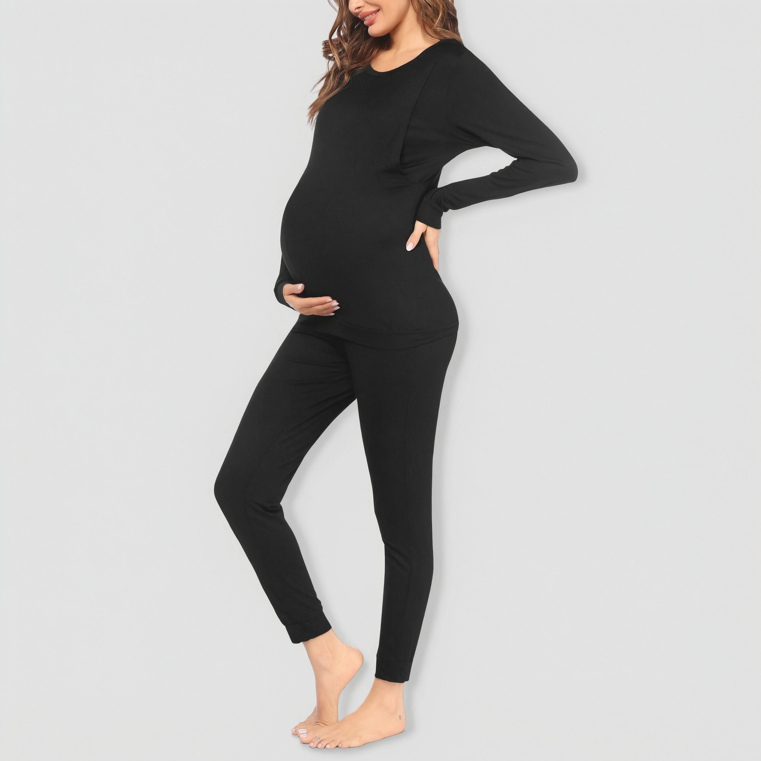 Ekouaer Nursing Pajama Set Maternity Clothes Labor Pregnancy Pajamas Breastfeeding Underwear Stripe