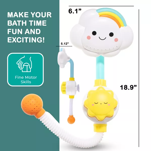 Sperric Baby Bath Toy Shower Head, Manual Bathtub Shower Sprayer for Toddlers, Interactive Cloud Design Baby Bath Toy