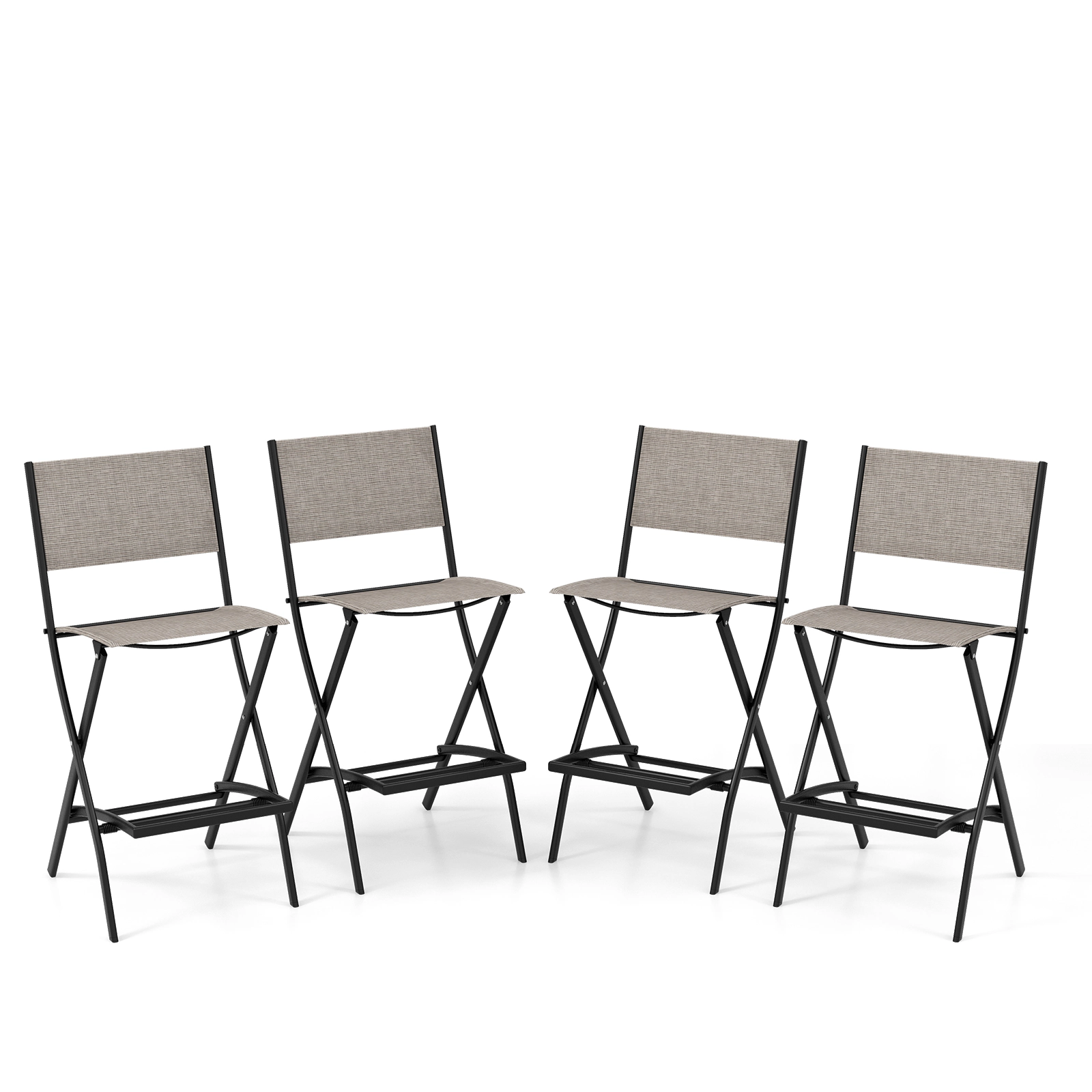 SUGIFT Outdoor Folding Bar Stool Set with Footrest 330-Lb Capacity 28-in Seat Height Blue Coffee