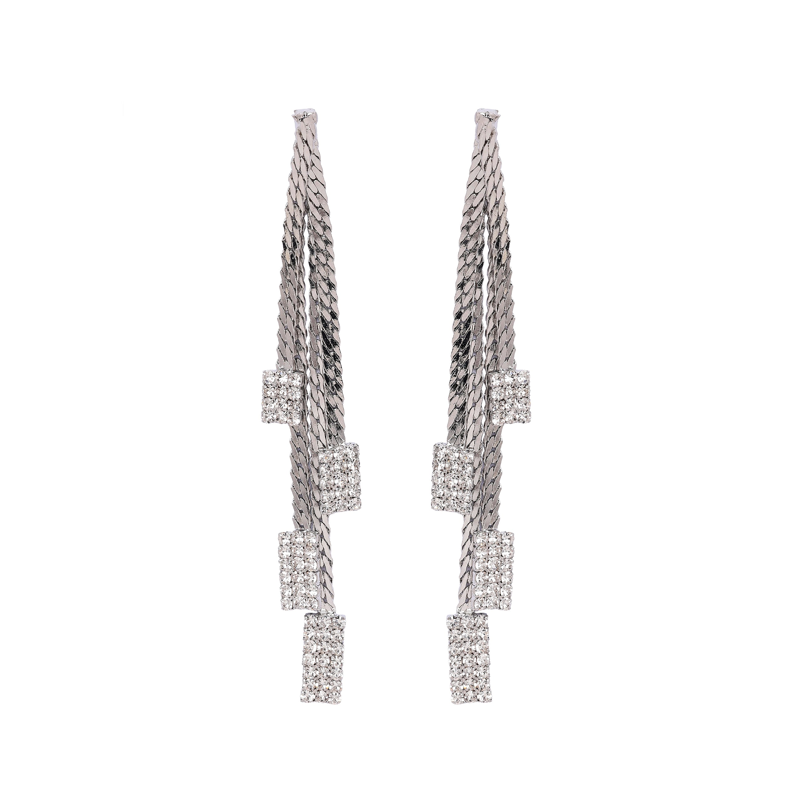 AGP PARIS Womens Square Stone Chain Drop Earrings