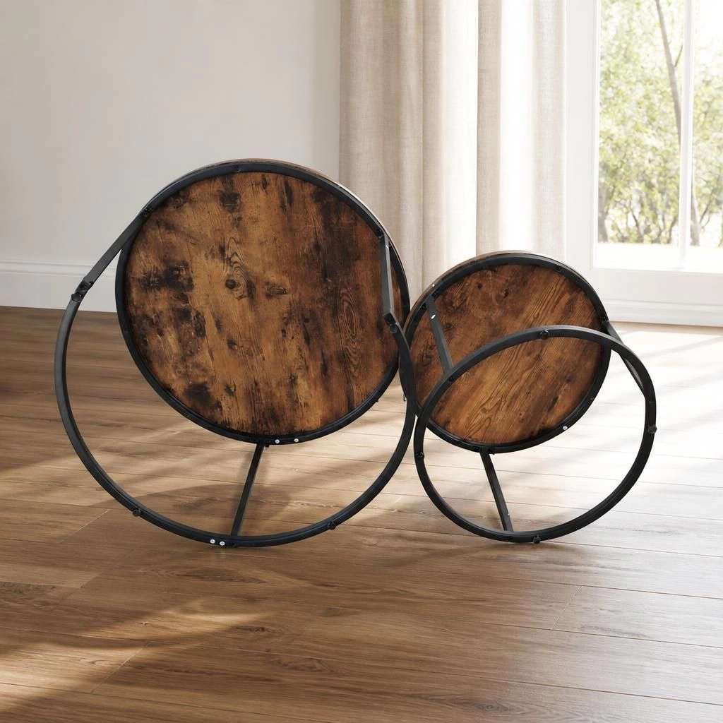 GOODSILO Functional Multi-Use Wood and Metal Flat Accent Table