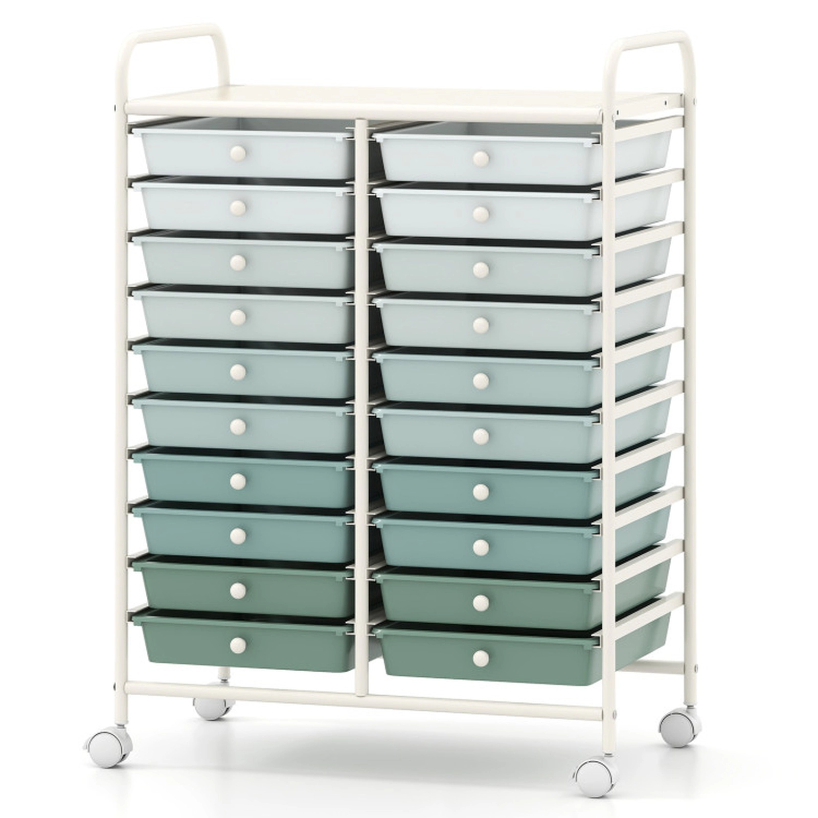 SUGIFT 20-Drawer 25 x 15 x 34-in White Frame Rolling Storage Cart