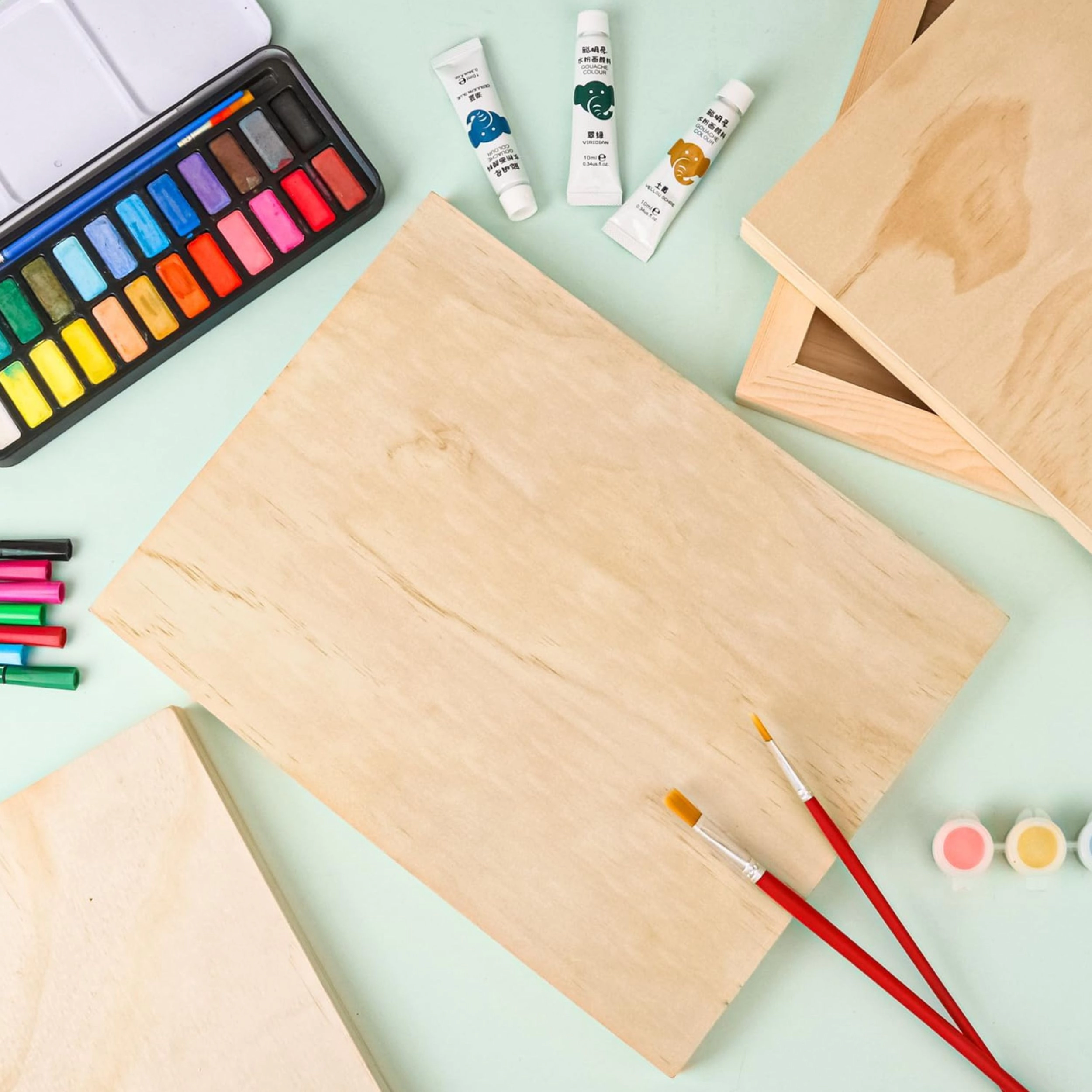 Stock Preferred Pack of 6 Unfinished Wood Panels for Painting Crafts and Home Decor