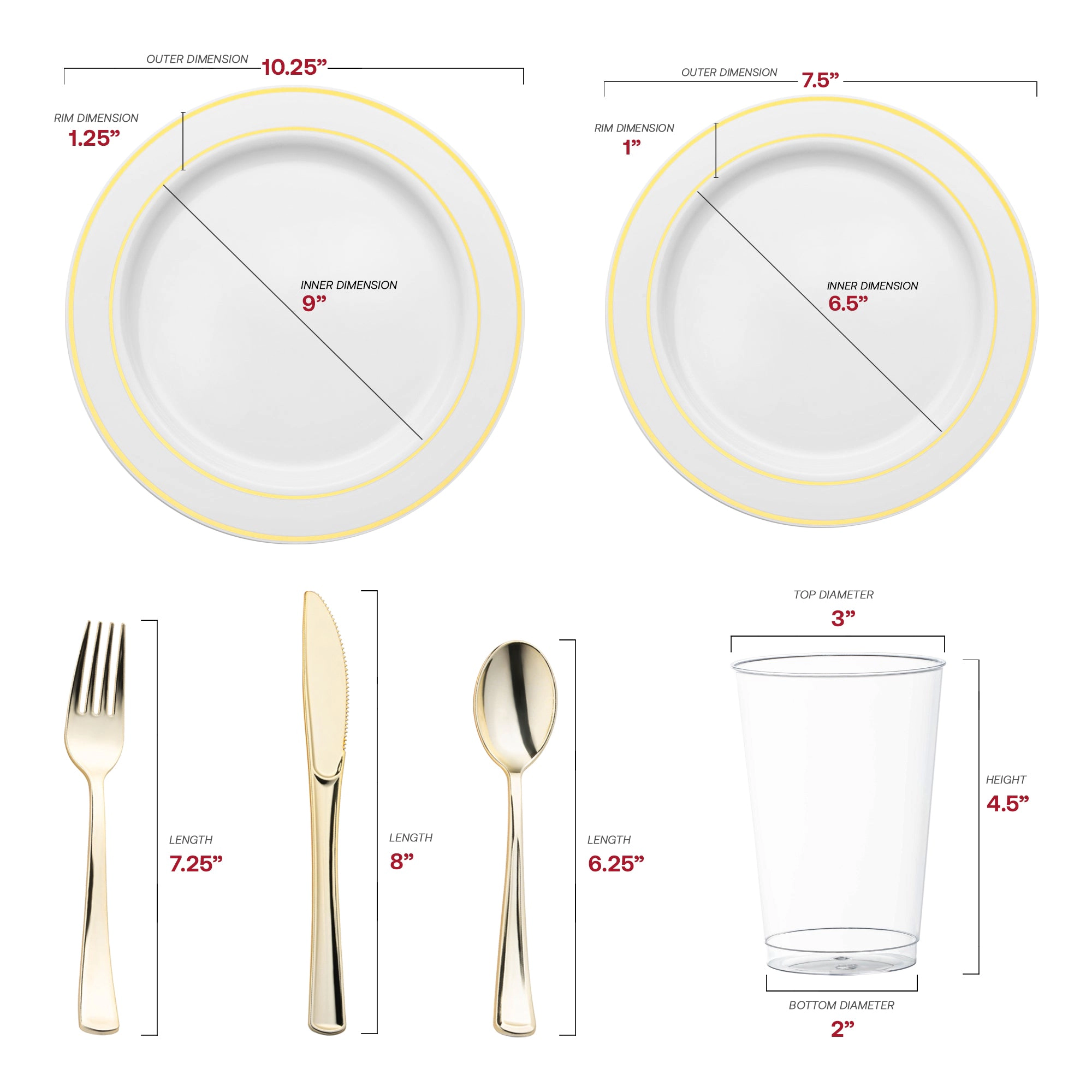 Smarty Had A Party White with Gold Edge Rim Plastic Wedding Value Set