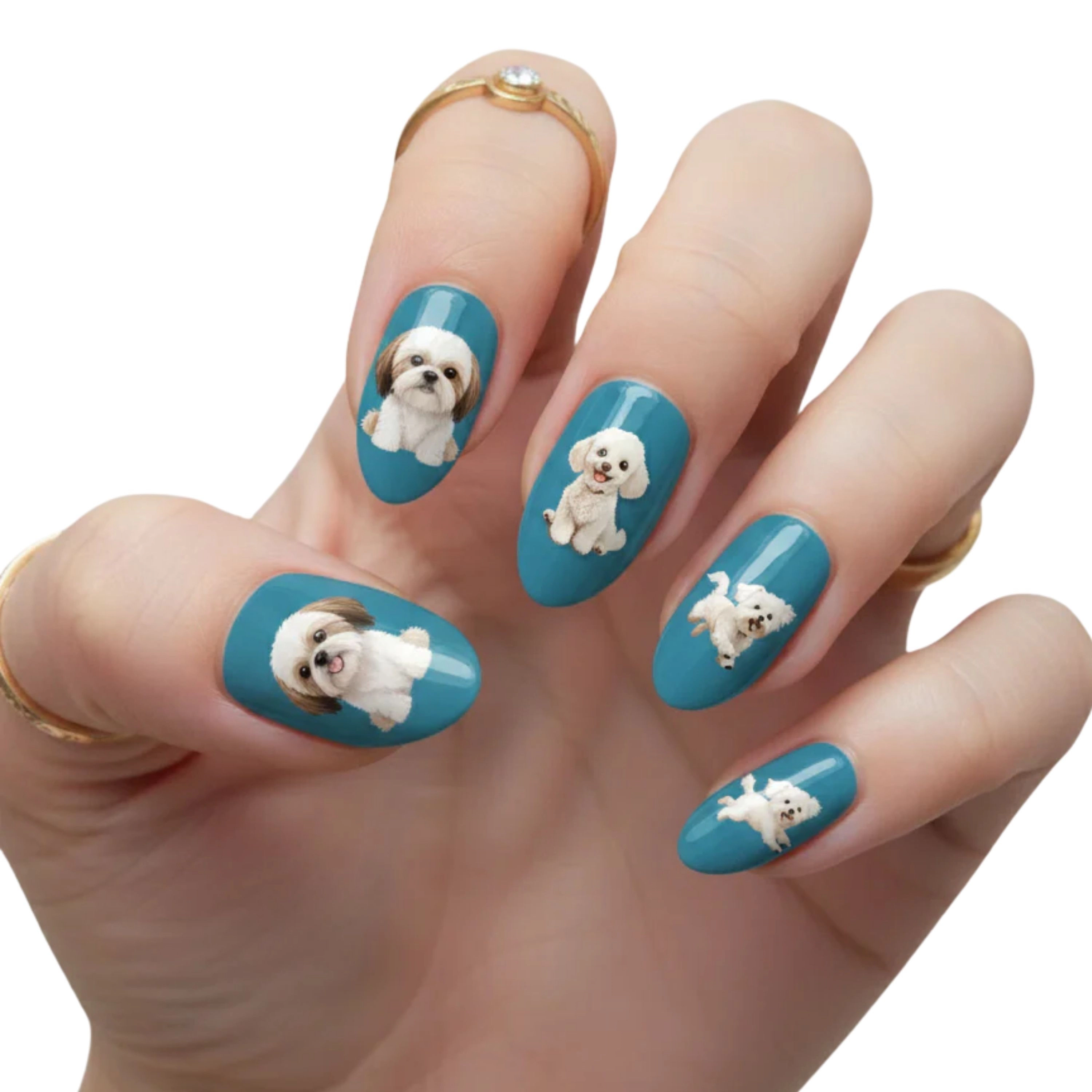 XPNail 2-Pack Women's K-Beauty Nail Polish Strips - UV Free, Chip Resistant - Paw-sitively Cute Set - 32ct Strips