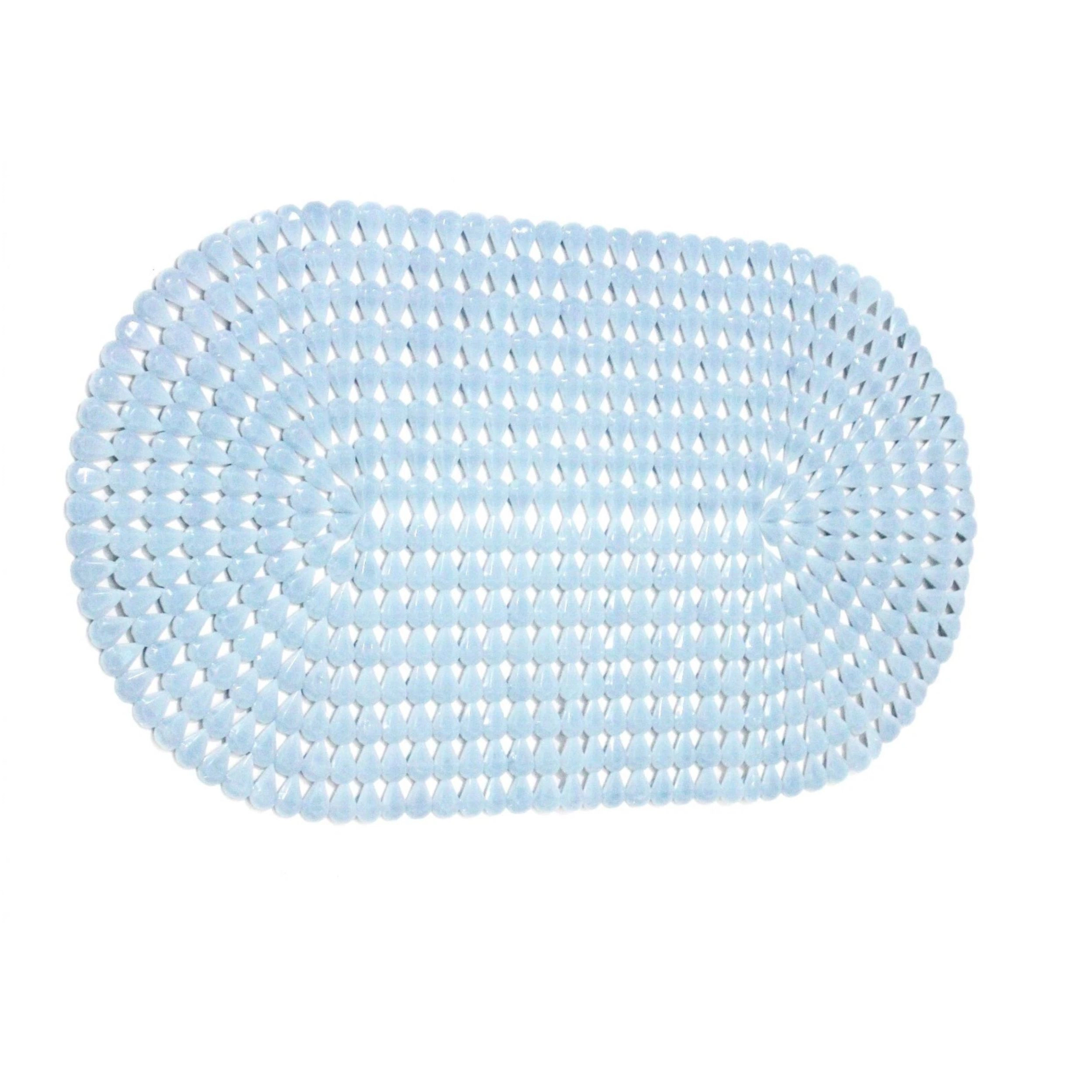 Home Collection Light Blue Oval Bath Mat with Suction Cups