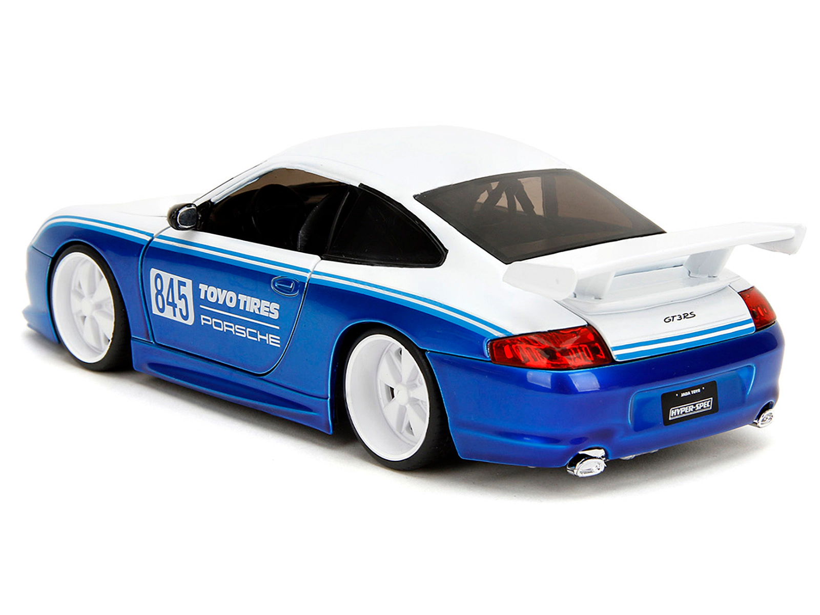 Jada Porsche 911 GT3 RS (996) #845 White and Blue Metallic "Toyo Tires" "Hyper-Spec" Series 1/24 Diecast Model