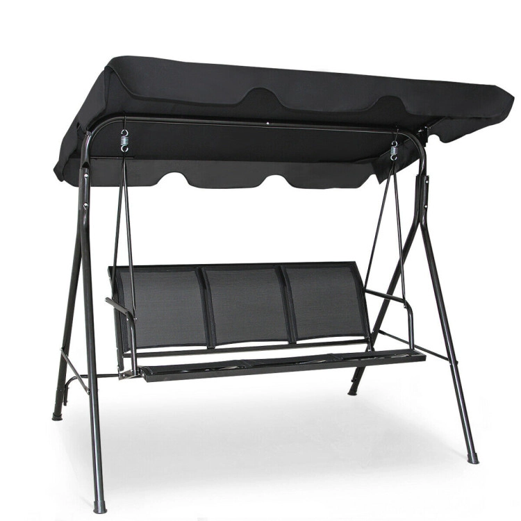 Hivvago 3 Person Steel Frame Patio Swing With Polyester Angle And Adjustable Canopy