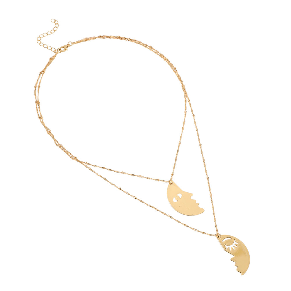 SOHI Women's California Gold the Lovers Multi-Layer Necklace
