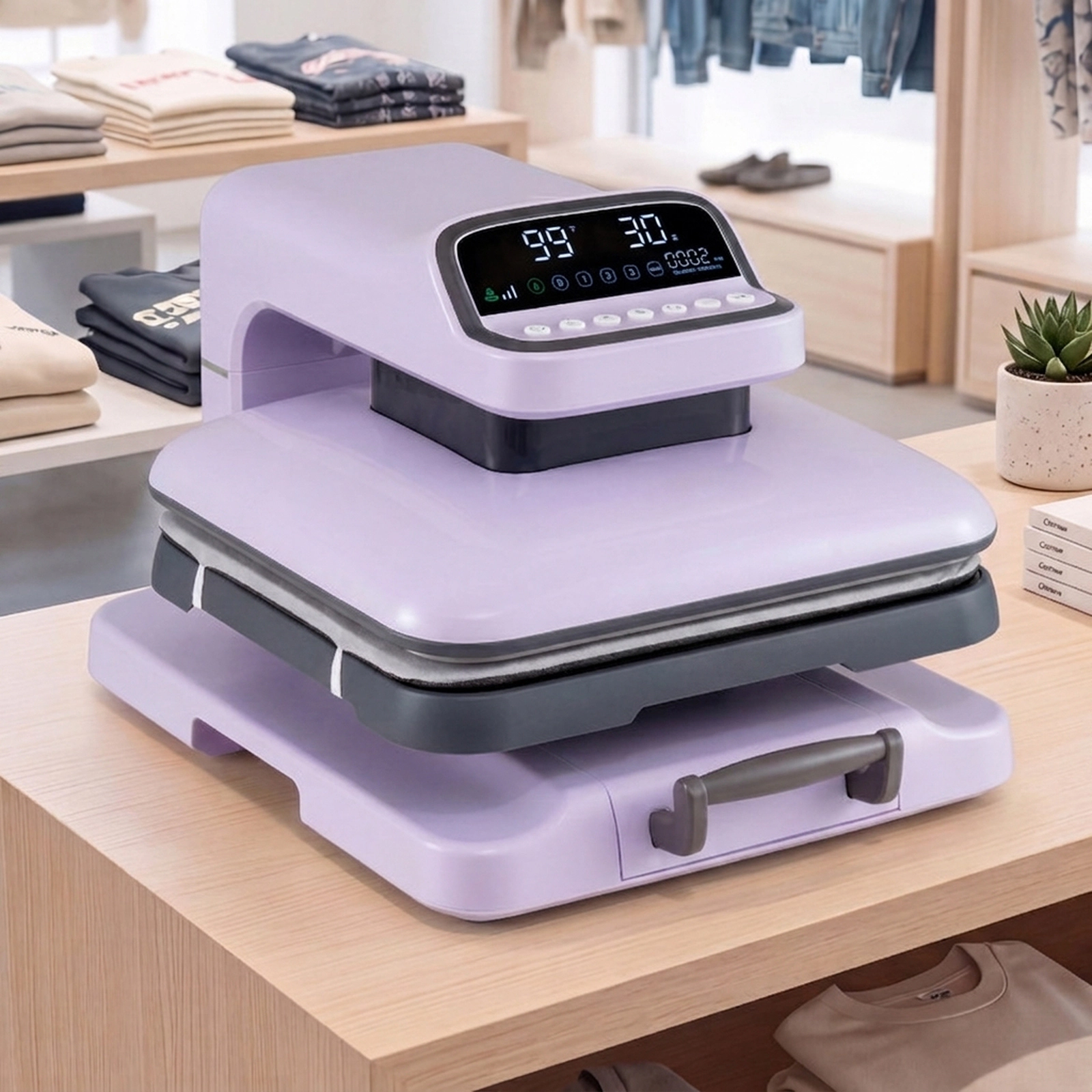 SUGIFT Purple Auto Release Heat Press Machine with 15-in Pressing Plate and Digital Panel 23-in W 15.5-in D 15-in H
