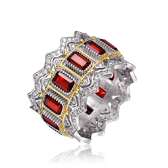 Megan Walford Women's Red CZ Two Tone Wide Band Ring, Color: Red - JCPenney