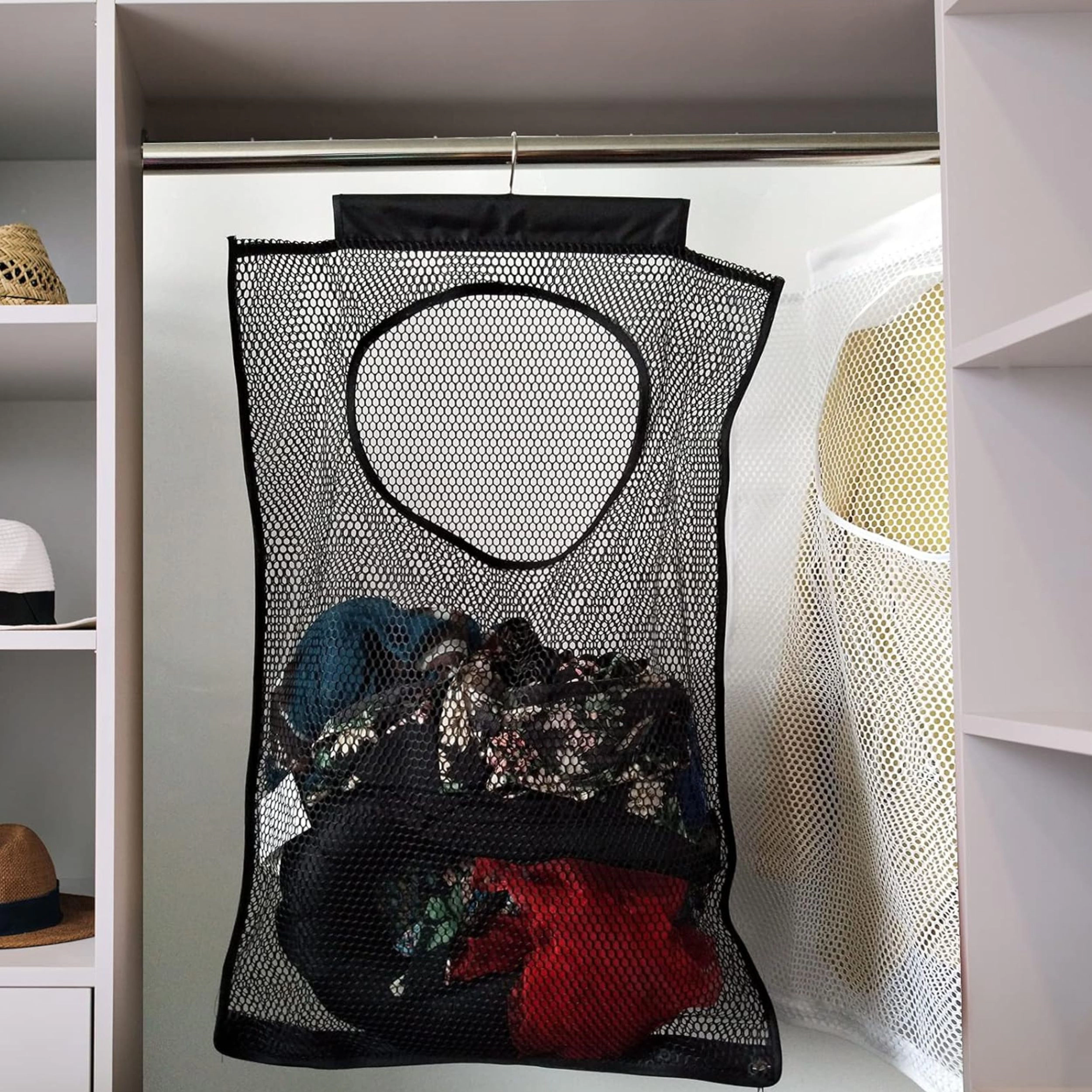 Stock Preferred Large Hanging Mesh Laundry Hamper Bag for Door, Closet and Bathroom