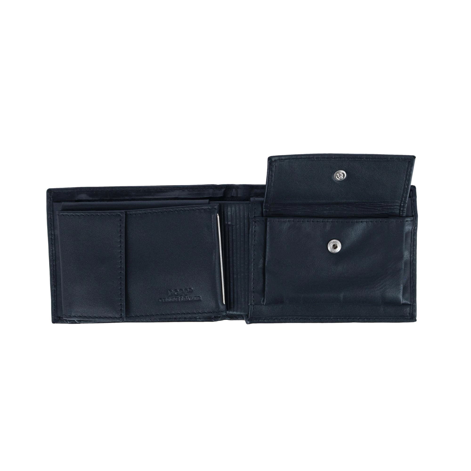 DOPP Men's Leather Dopp RFID Convertible Bifold Wallet with Snap Coin Pouch