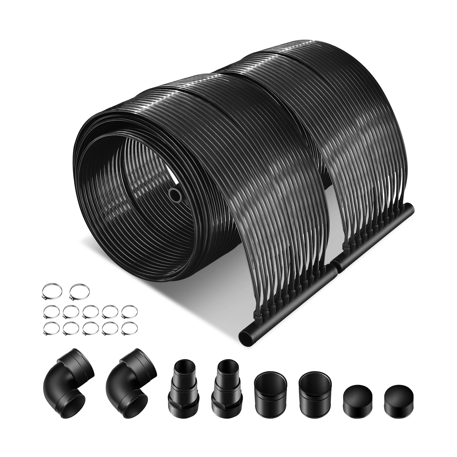 SUGIFT Black 2-Piece 20-ft Solar Pool Heater Panel Set with Elbow Connectors and End Caps 2.5-ft W