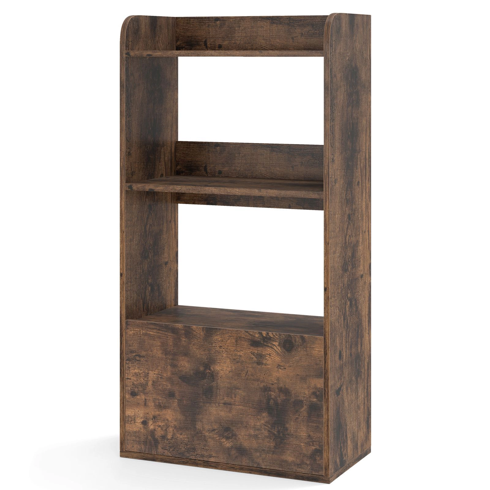 SlickBlue Wood Bookshelf with 3 Open Shelves and Storage Drawer
