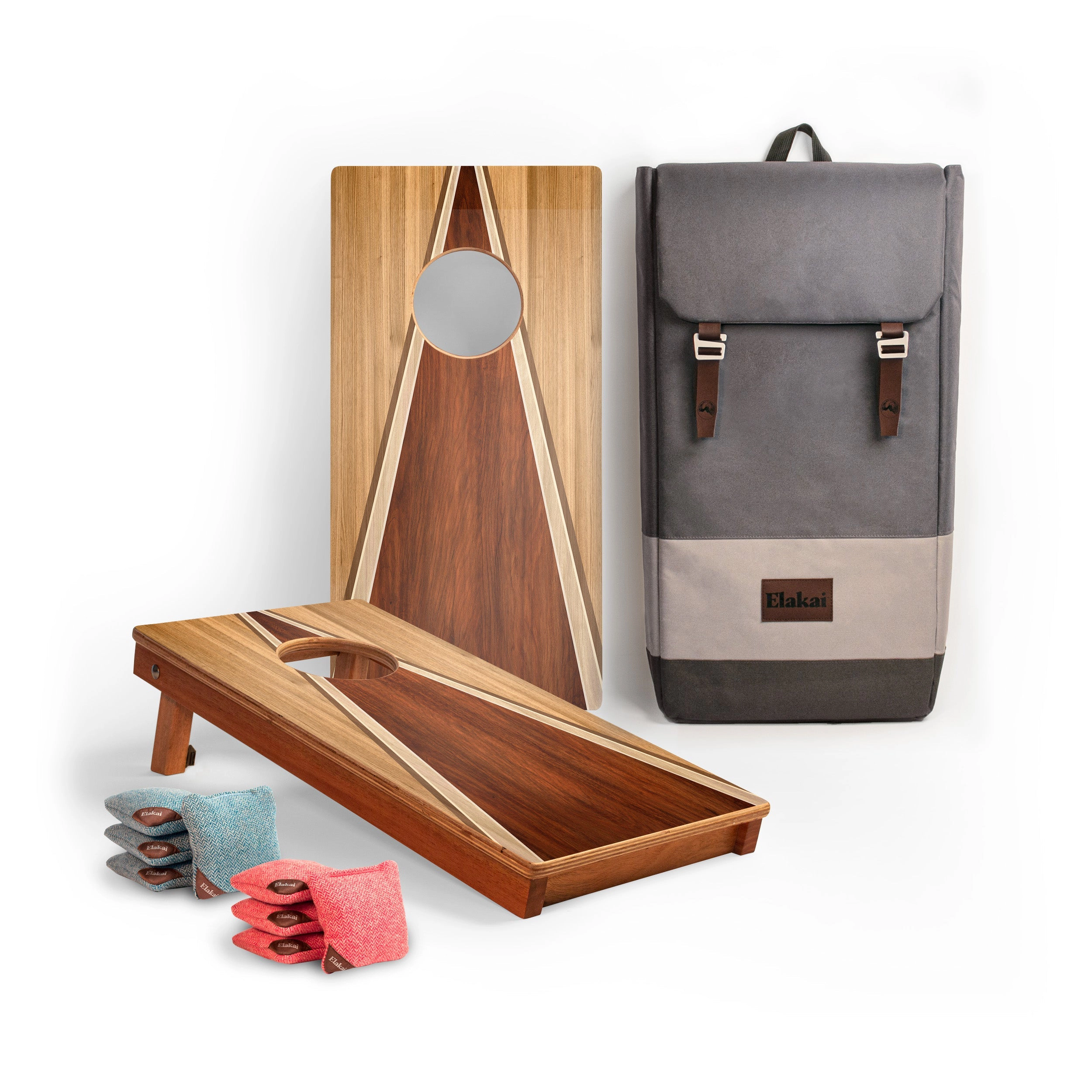 Elakai 1ft x 2ft Classic Wood Triangle Mahogany Pathfinder Cornhole Board Set