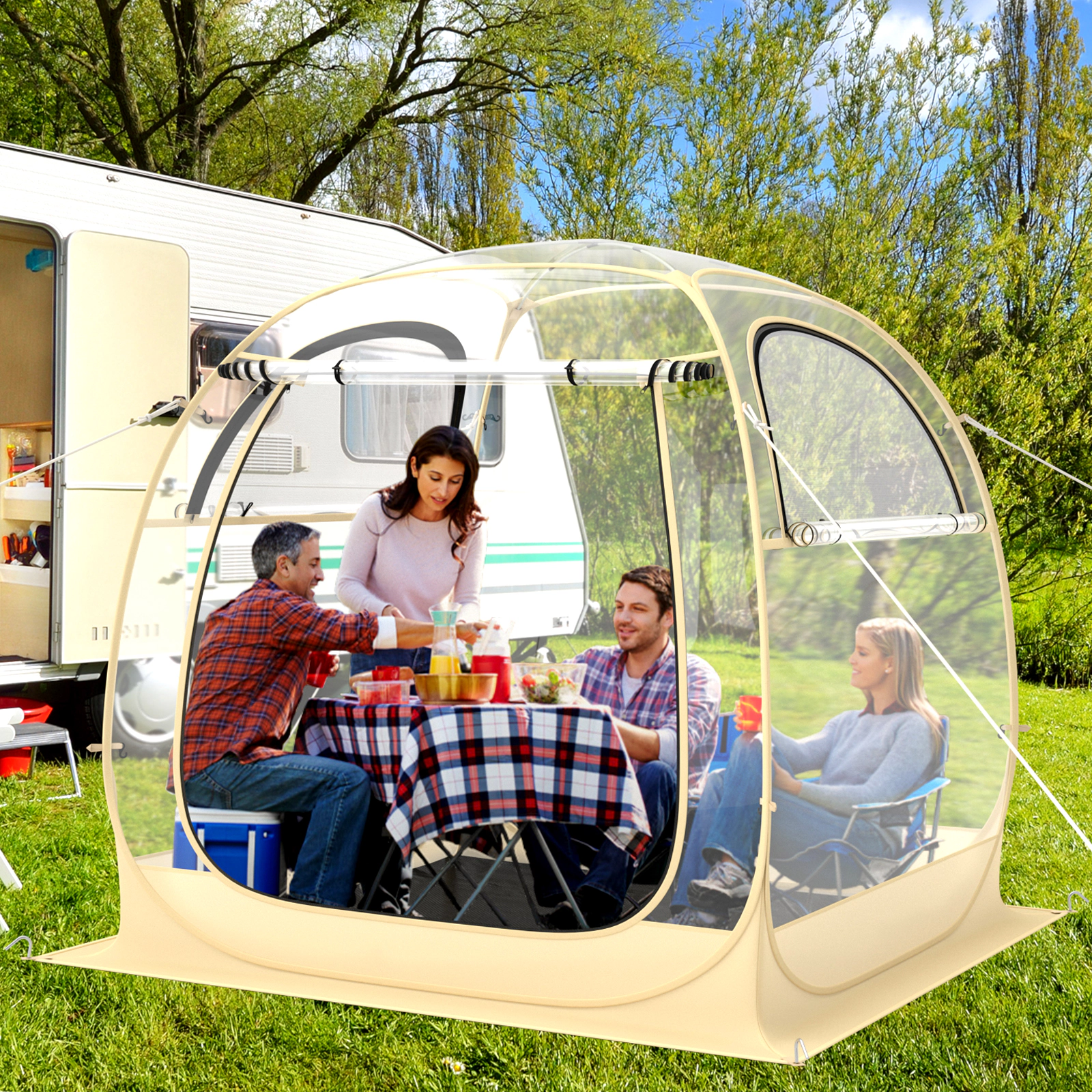 SUGIFT Clear Instant Pop Up Bubble Sports Tent with Floor Mat and Carry Bag for 5-6 People 6-ft W 6-ft D 5.4-ft H