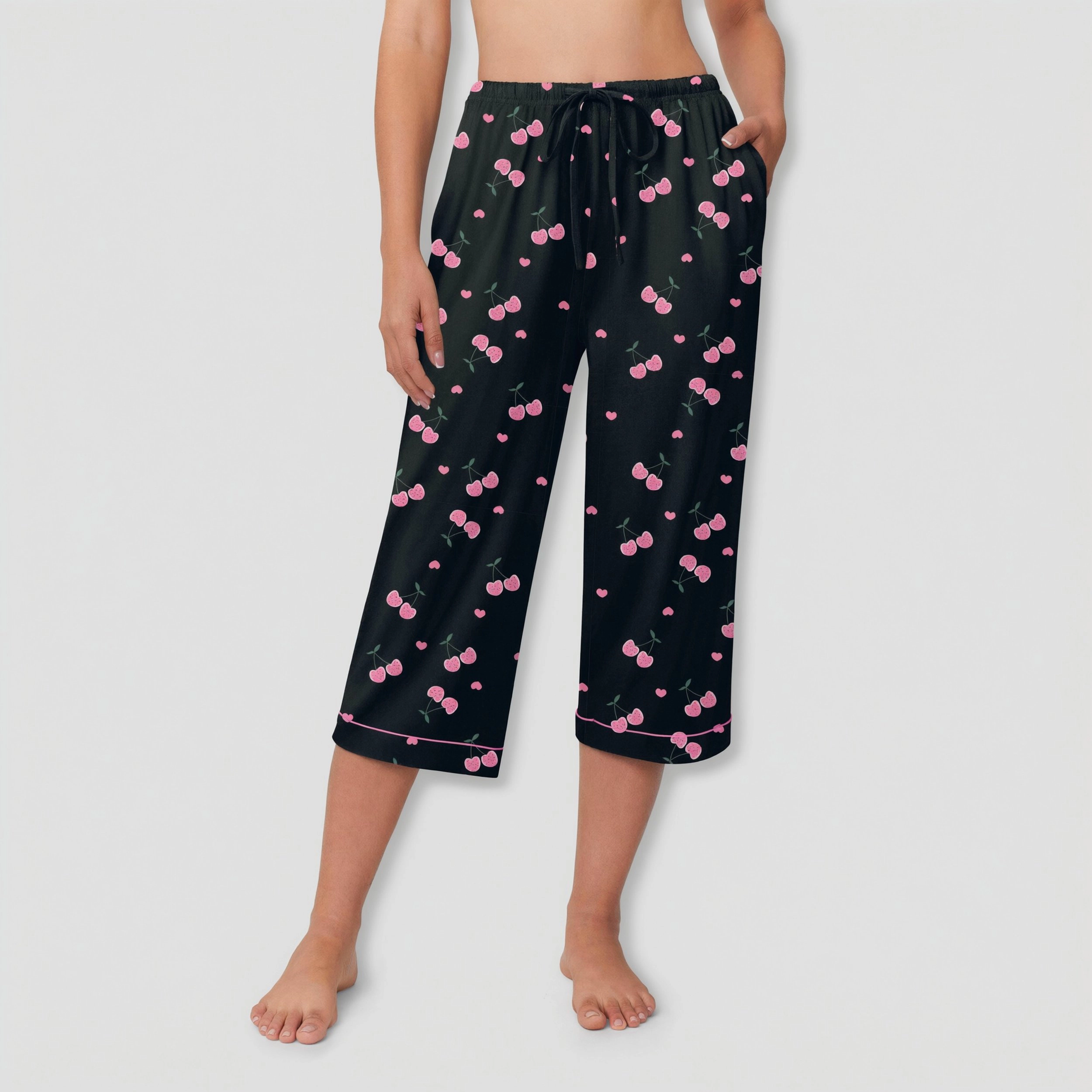 Ekouaer Womens Pajamas Pants Capri Pj Bottoms with Pockets Comfy Drawstring Printed Lounge Soft