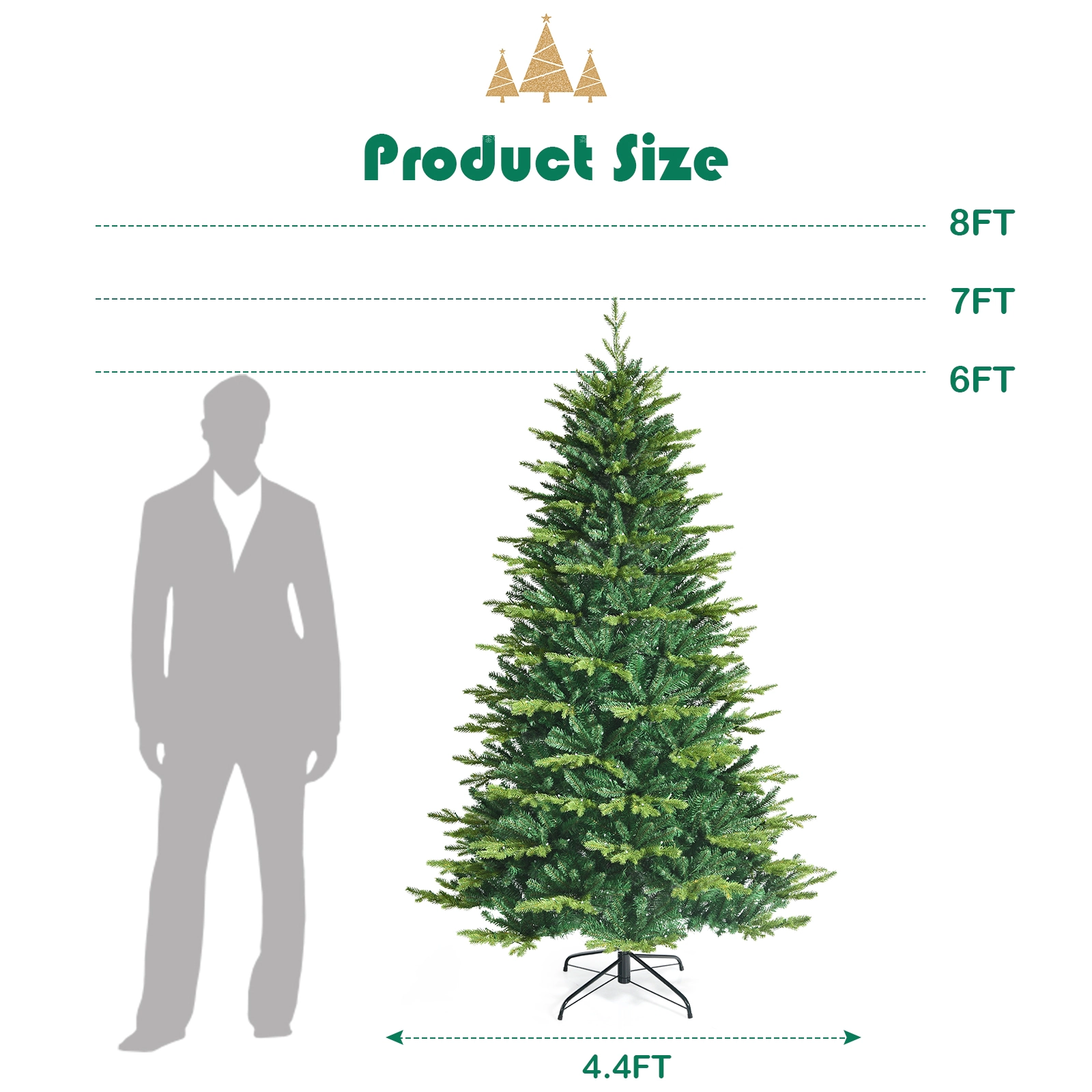 SUGIFT Pre-lit Artificial Hinged Christmas Tree APP Controlled Color Changing LED Lights 7-ft Green with Metal Stand