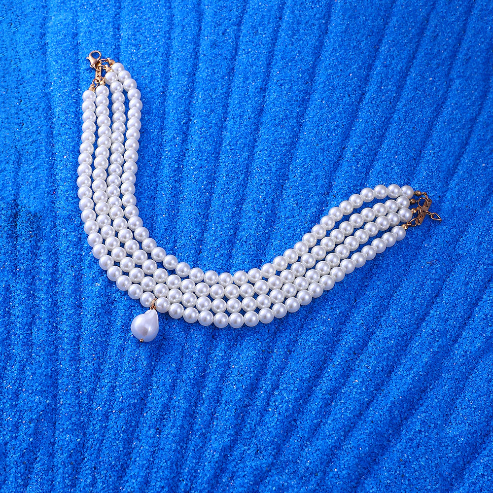 SOHI Women's The Small Jackie Statement Necklace - Pearl White