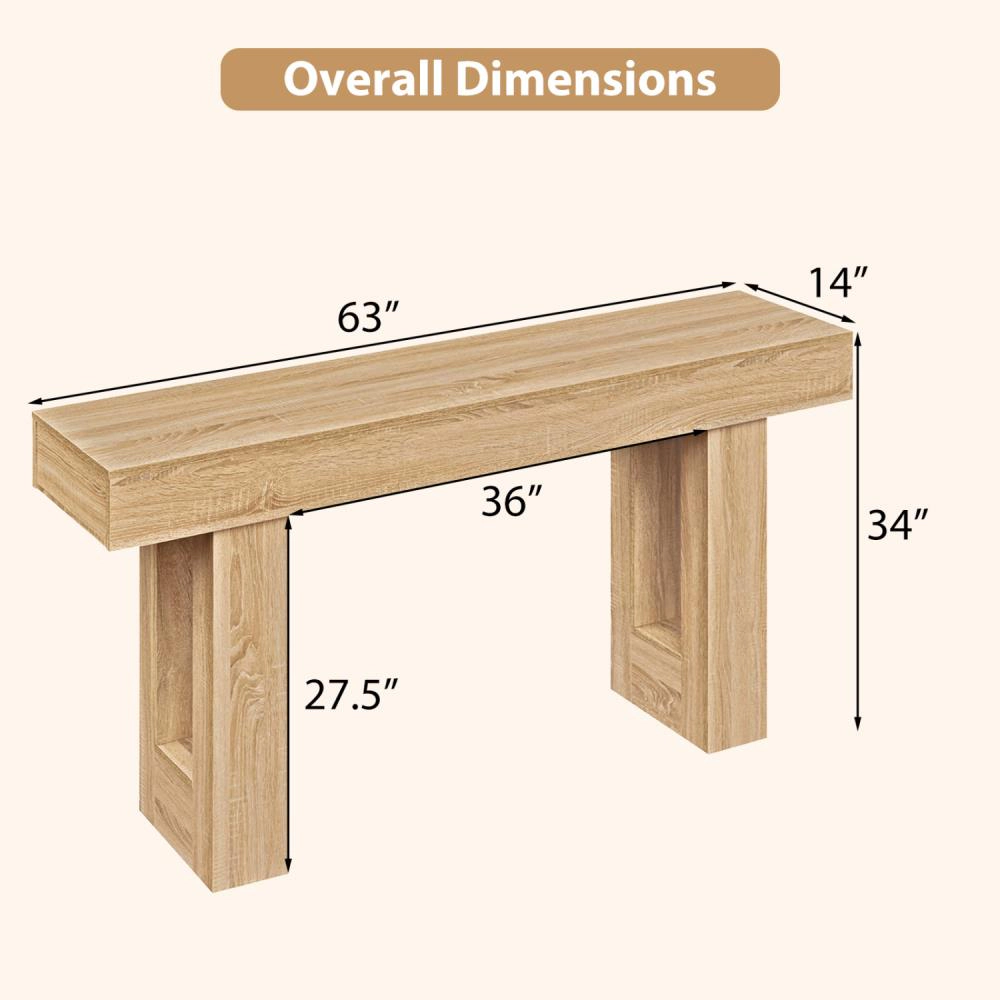 Hivvago 63 Inches Long Console Table Farmhouse Entryway Table With Storage