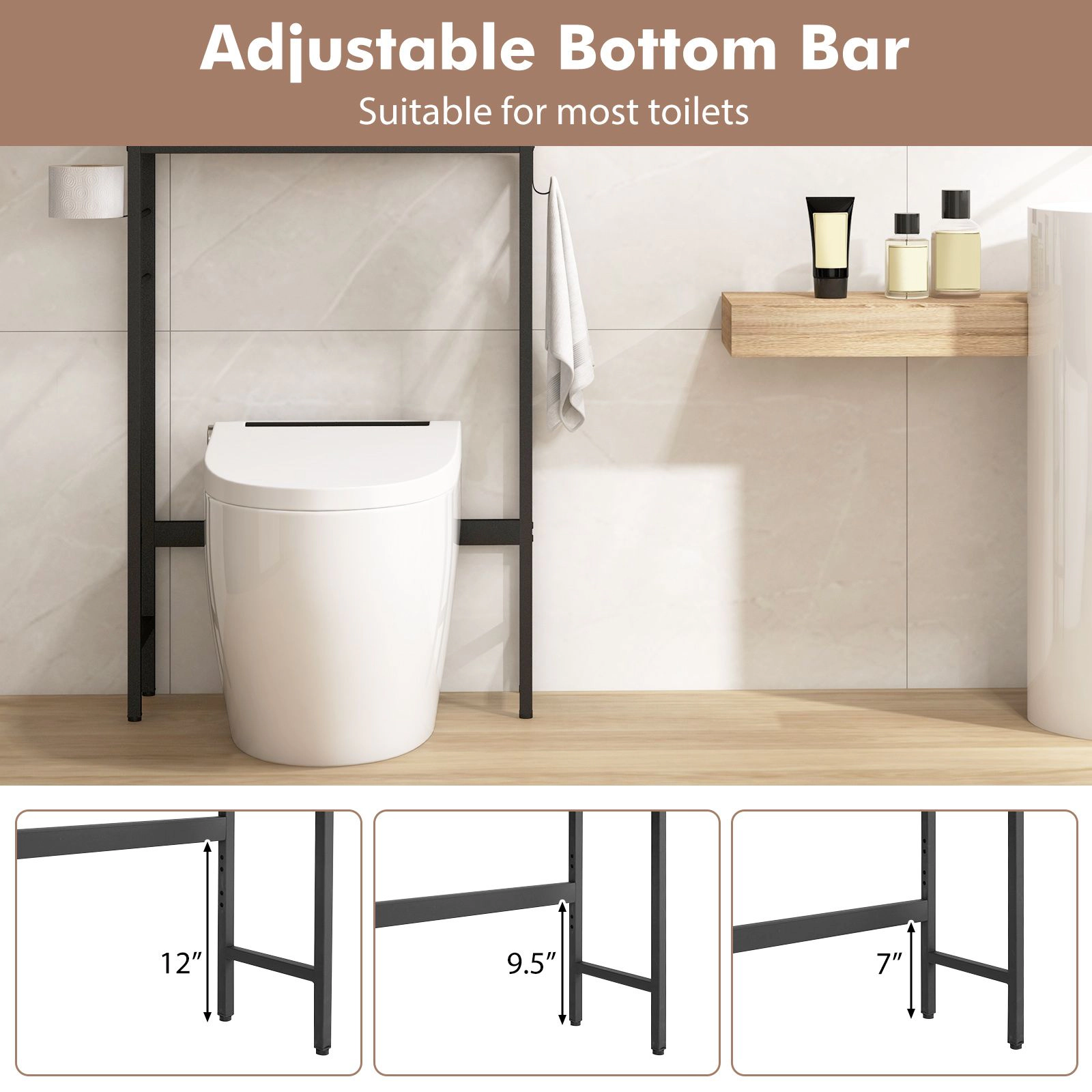 SlickBlue Freestanding Over Toilet Storage Cabinet with Shelves