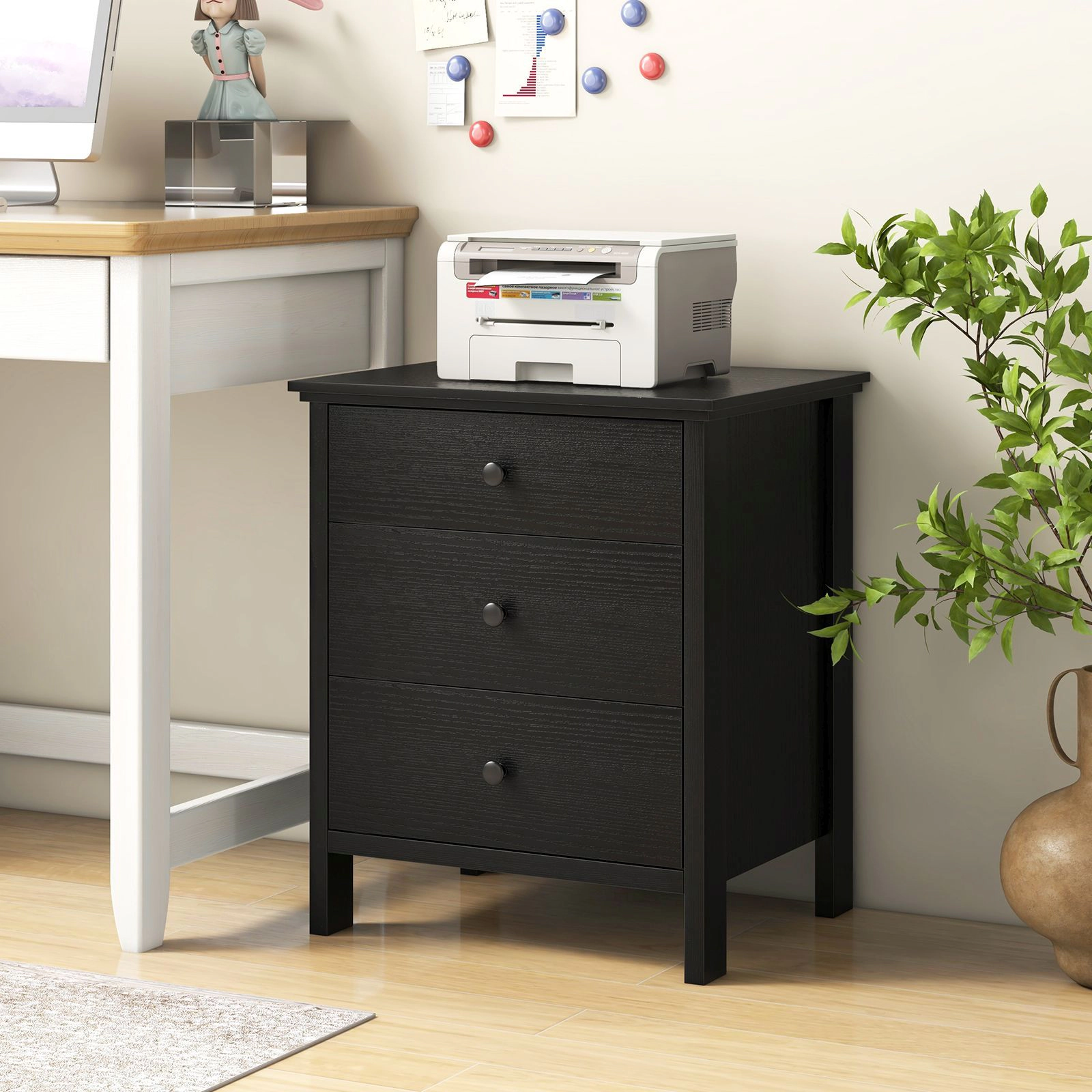 SlickBlue Modern 3-Drawer Bedside Table with Storage and Smooth Slides