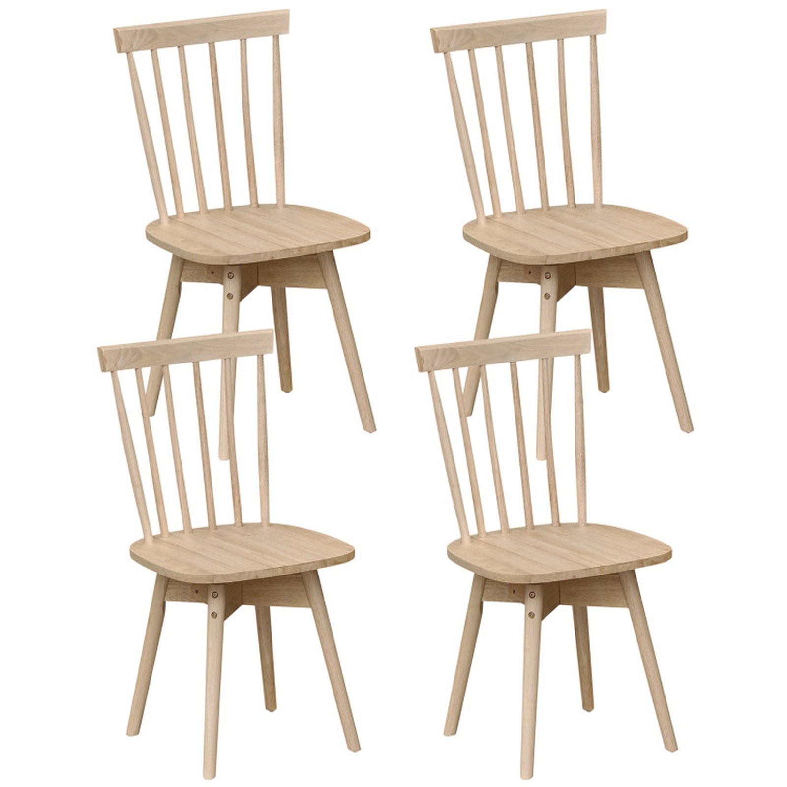 SUGIFT Set of 4 Natural Windsor Dining Chairs with 360-Degree Swivel Seat 17.5-in W 35-in H 330-lb Per Chair