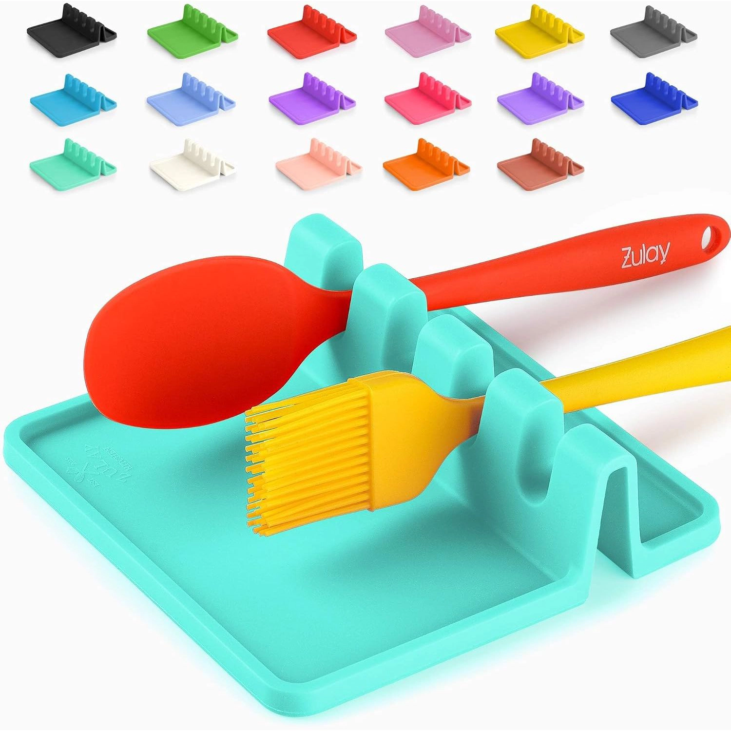 Zulay Kitchen Silicone Utensil Rest with Drip Pad for Multiple Utensils - Heat-Resistant & Spoon Holder Stove Top