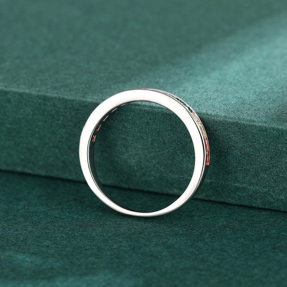 18K Silver Plated Eternity Bands with Colorful Cubic Zirconia