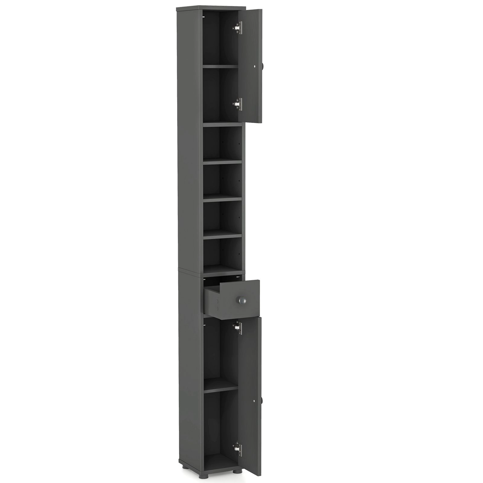 SlickBlue Tall Narrow Bathroom Storage Cabinet with Drawer & Adjustable Shelves